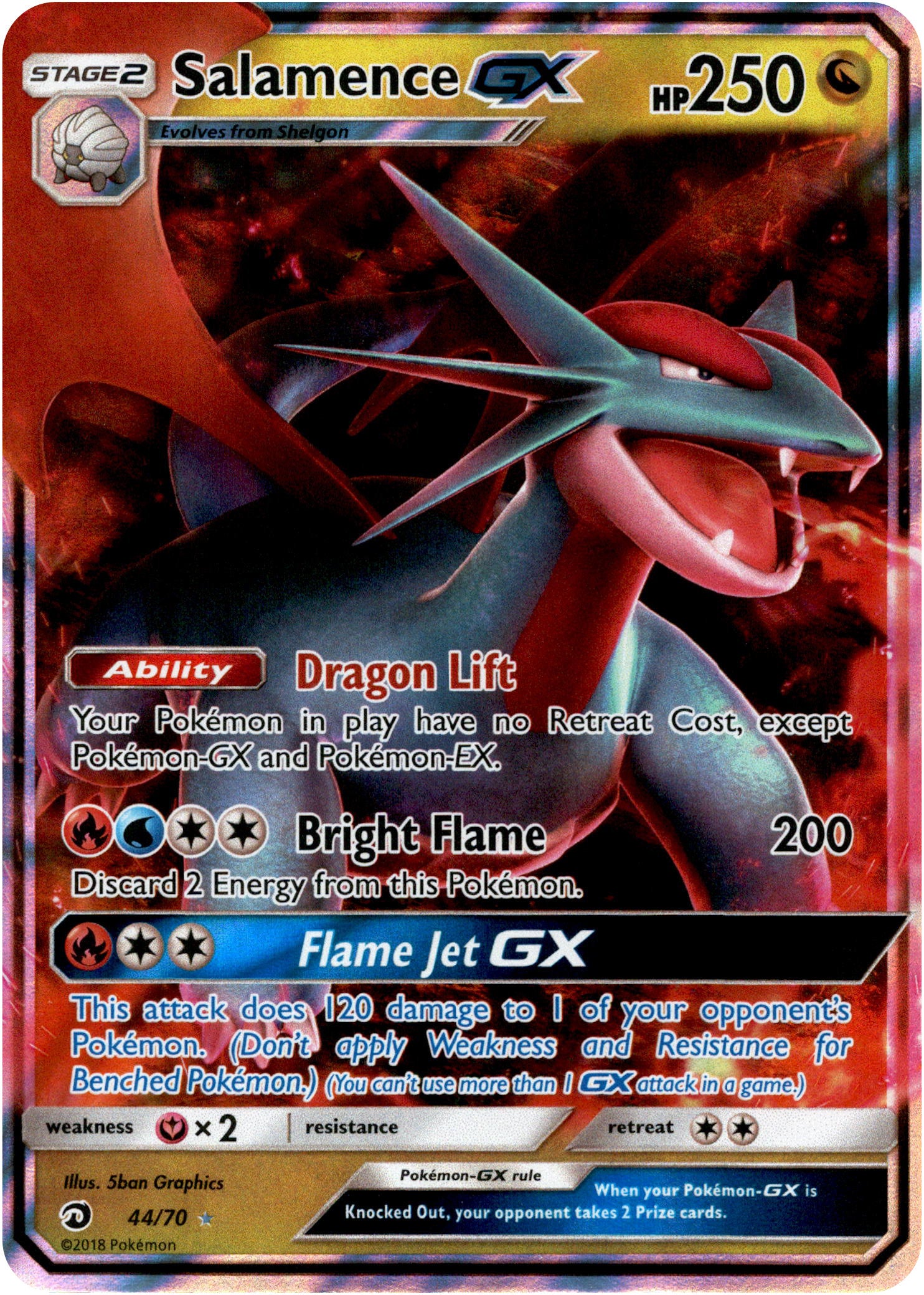 Salamence GX - 44/70 - Dragon Majesty - Holo - Card Cavern