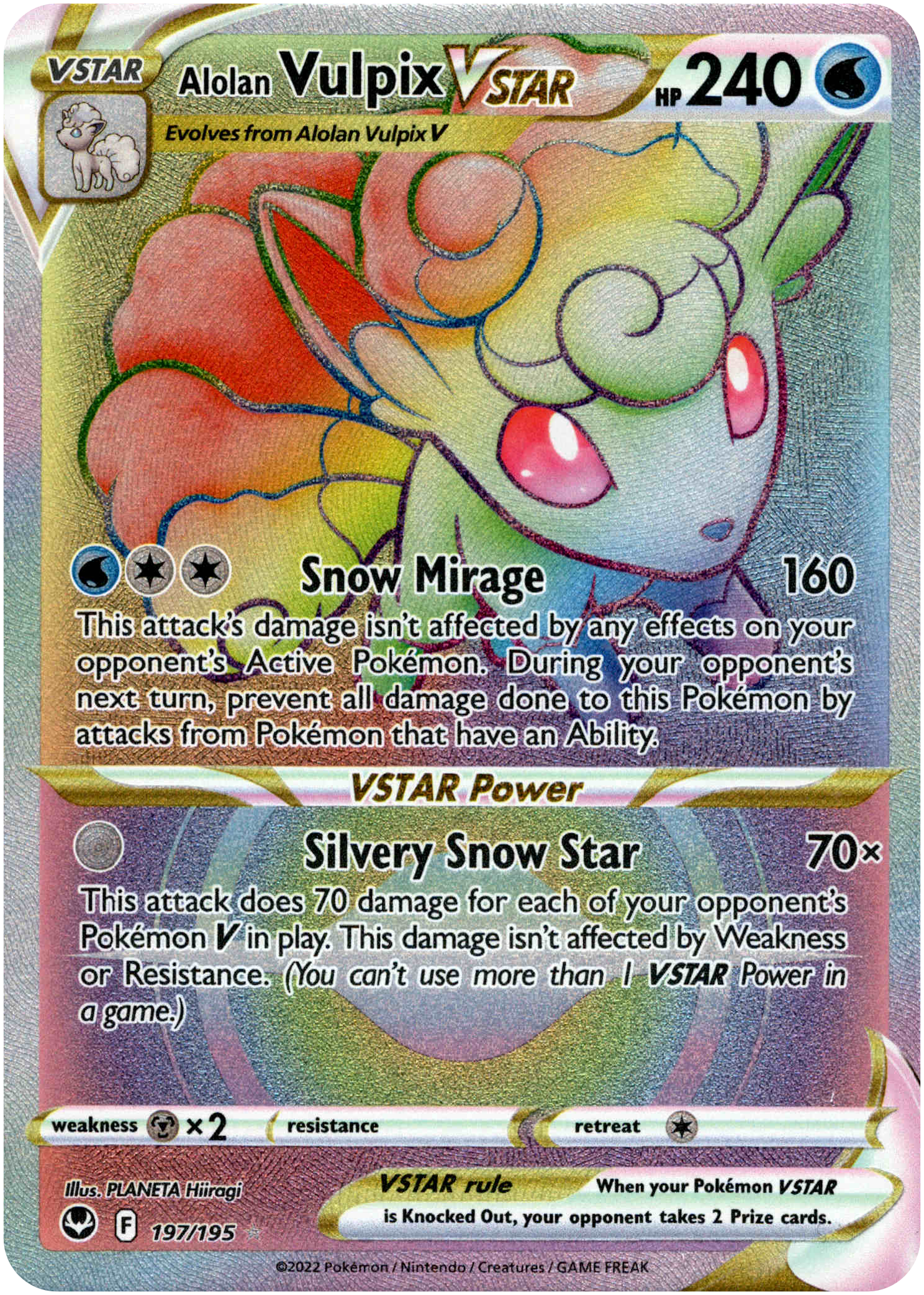 Alolan Vulpix VSTAR Hyper Rare - 197/195 - Silver Tempest - Holo - Card Cavern