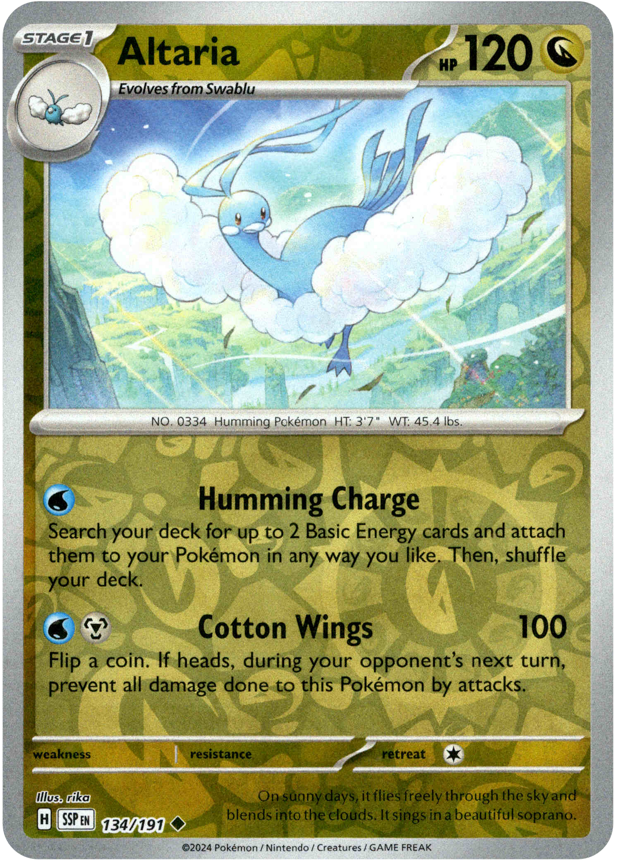 Altaria - 134/191 - Surging Sparks - Reverse Holo - Card Cavern