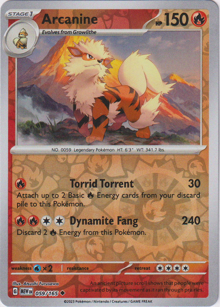 Arcanine - 059/165 - Scarlet & Violet 151 - Reverse Holo Arcanine - 059/165 - Scarlet & Violet 151 - Reverse Holo