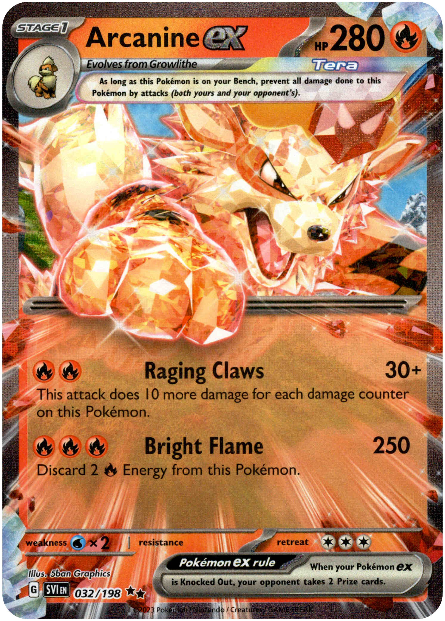 Arcanine ex - 032/198 - Scarlet & Violet - Holo - Card Cavern