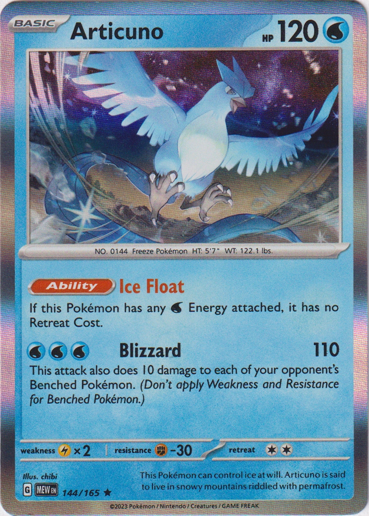 Articuno - 144/165 - Scarlet & Violet 151 - Holo Card Cavern Trading Cards, LLC Articuno - 144/165 - Scarlet & Violet 151 - Holo Card Cavern Trading Cards, LLC