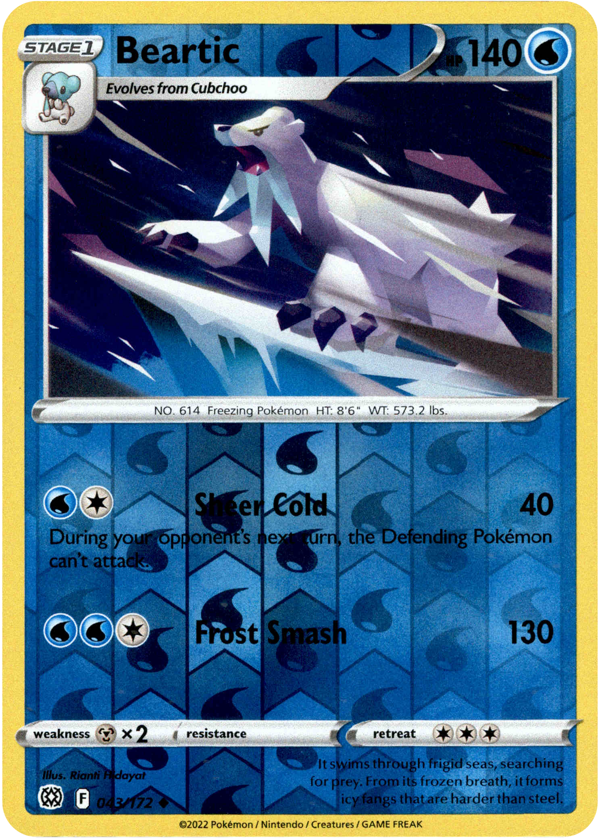 Beartic - 043/172 - Brilliant Stars - Reverse Holo - Card Cavern