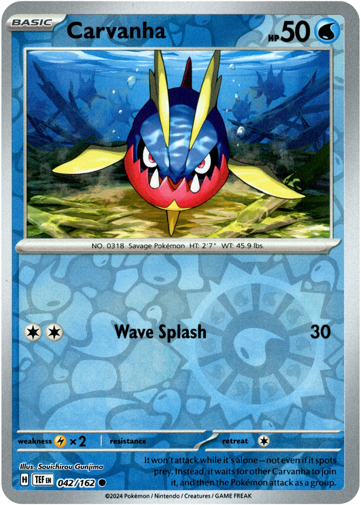 Carvanha - 042/162 - Temporal Forces - Reverse Holo - Card Cavern
