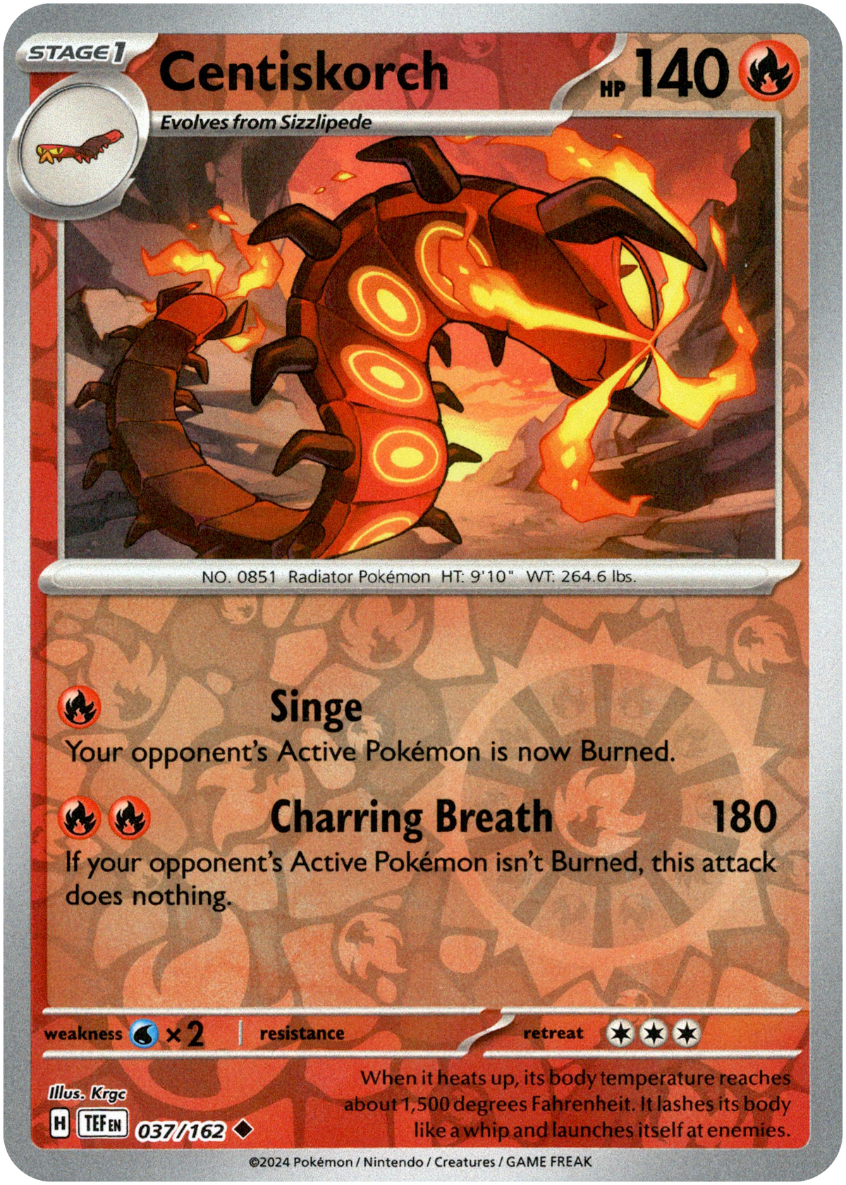 Centiskorch - 037/162 - Temporal Forces - Reverse Holo - Card Cavern