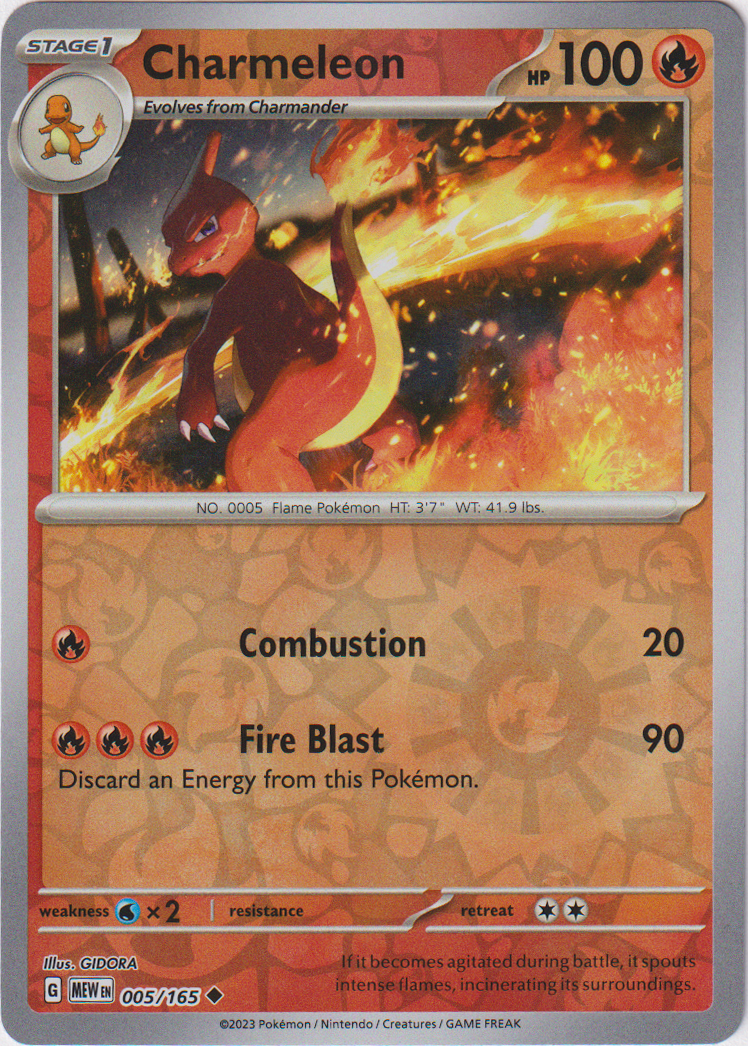 shiny charmeleon pokemon card Charmeleon - 005/165 - Scarlet & Violet 151
