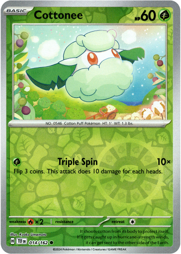 Cottonee - 014/162 - Temporal Forces - Reverse Holo - Card Cavern