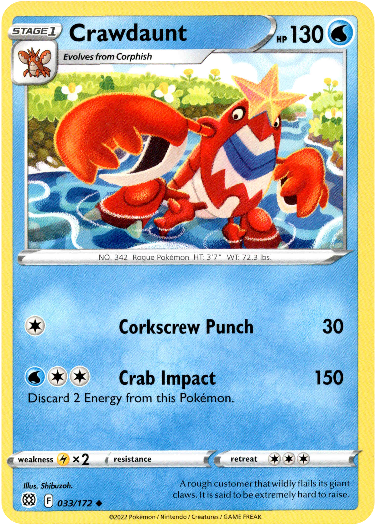 Crawdaunt - 033/172 - Brilliant Stars - Card Cavern
