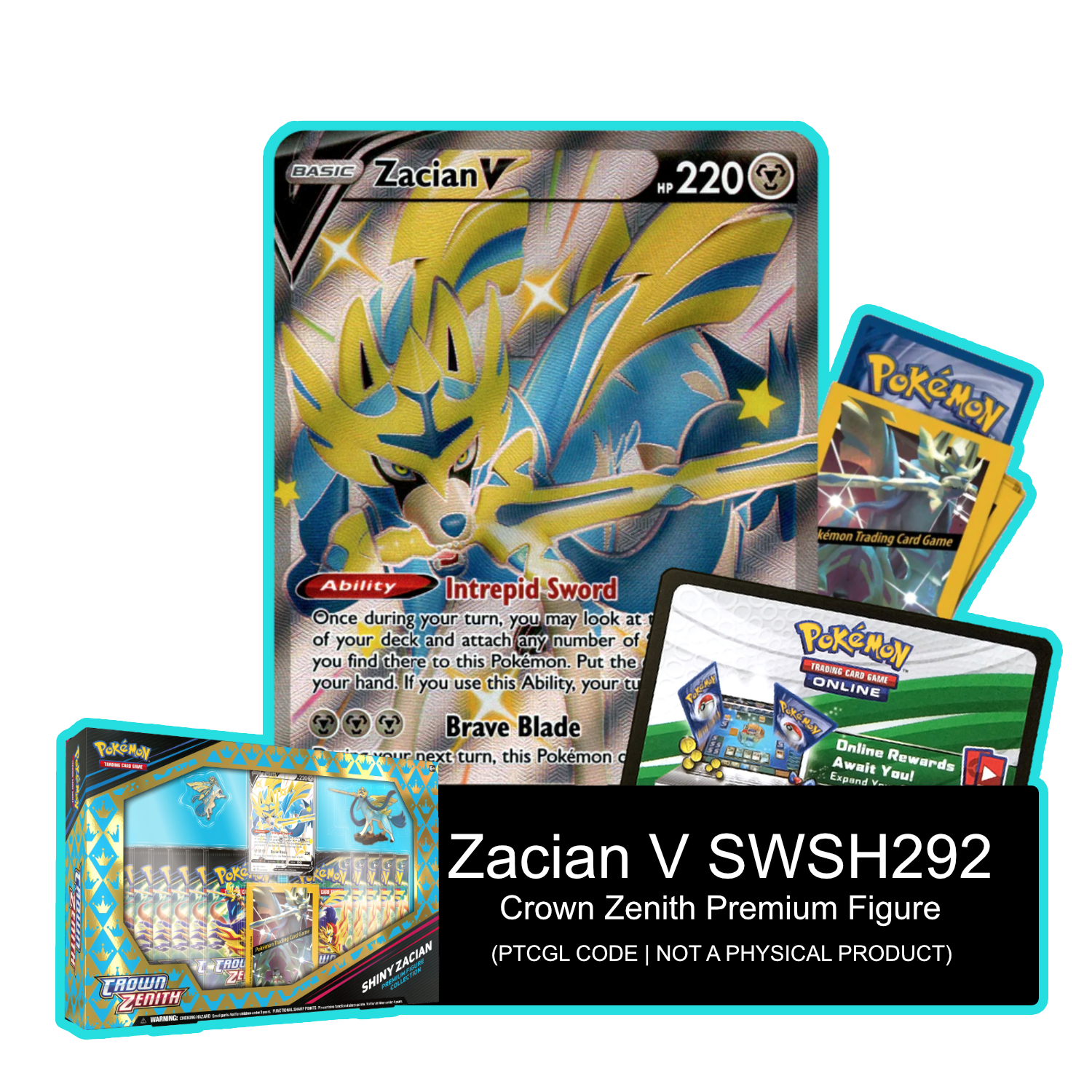 Zacian V SWSH292 - PTCGL Code - Card Cavern