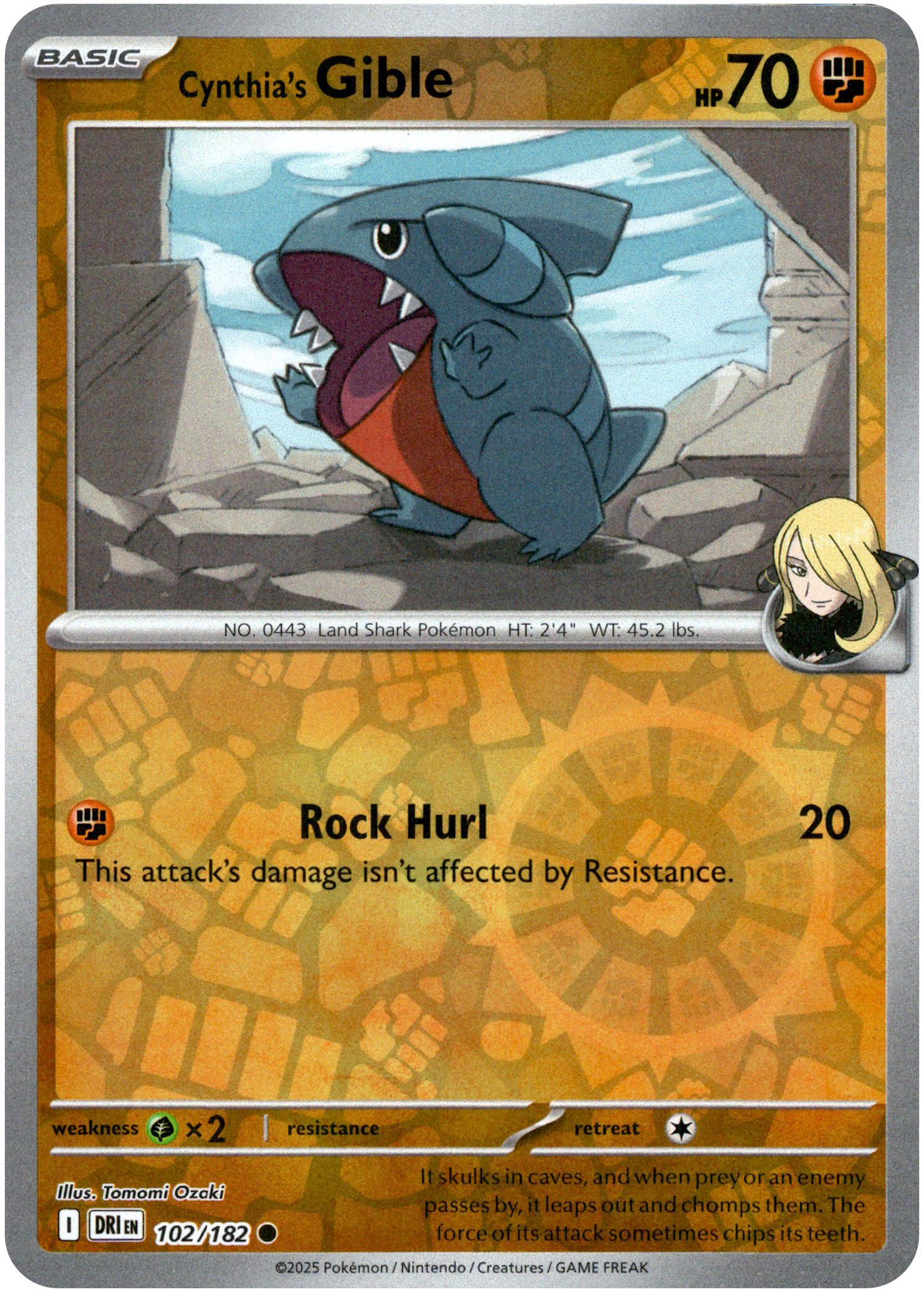 Cynthia's Gible - 102/182 - Destined Rivals - Reverse Holo - Card Cavern
