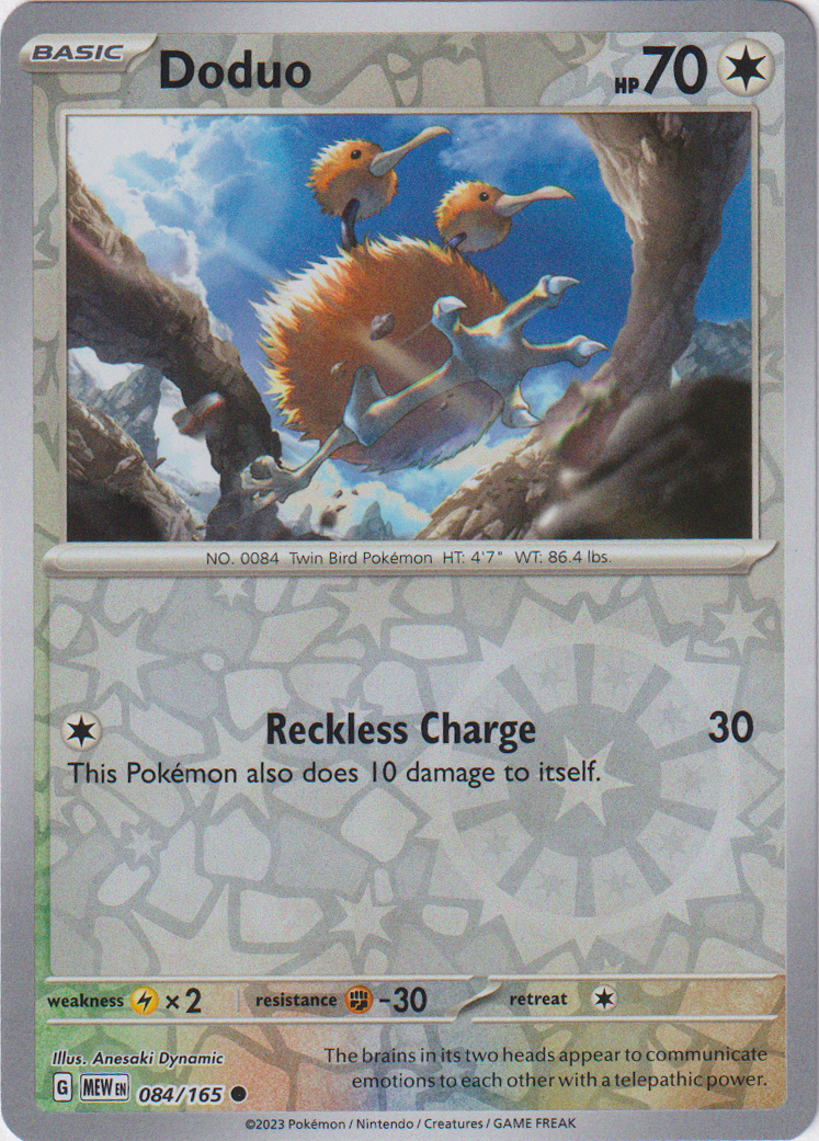 Doduo - 084/165 - Scarlet & Violet 151 - Reverse Holo Card Cavern Trading Cards, LLC Doduo - 084/165 - Scarlet & Violet 151 - Reverse Holo Card Cavern Trading Cards, LLC
