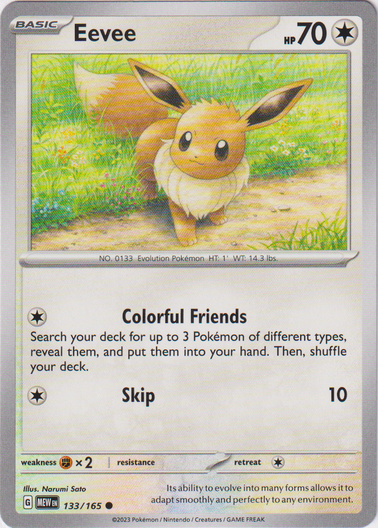 eevee v pokemon card value Eevee - 133/165