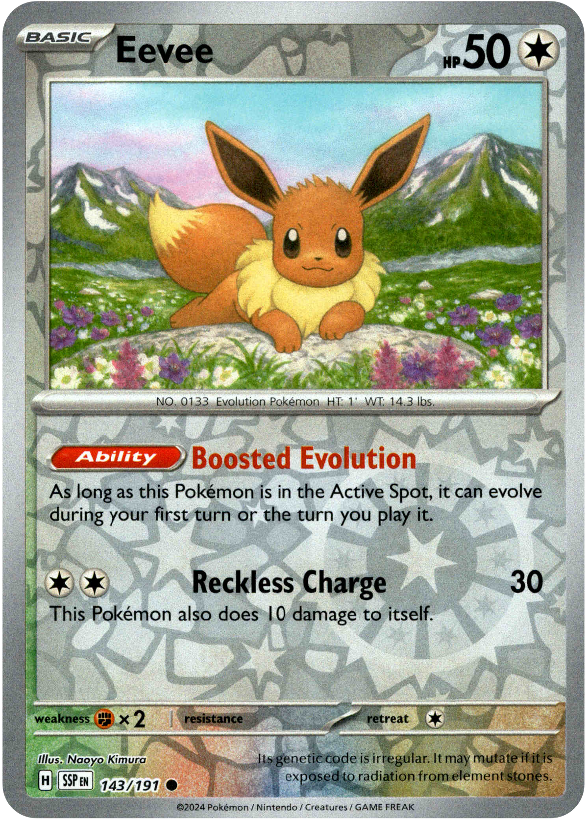 Eevee - 143/191 - Surging Sparks - Reverse Holo - Card Cavern