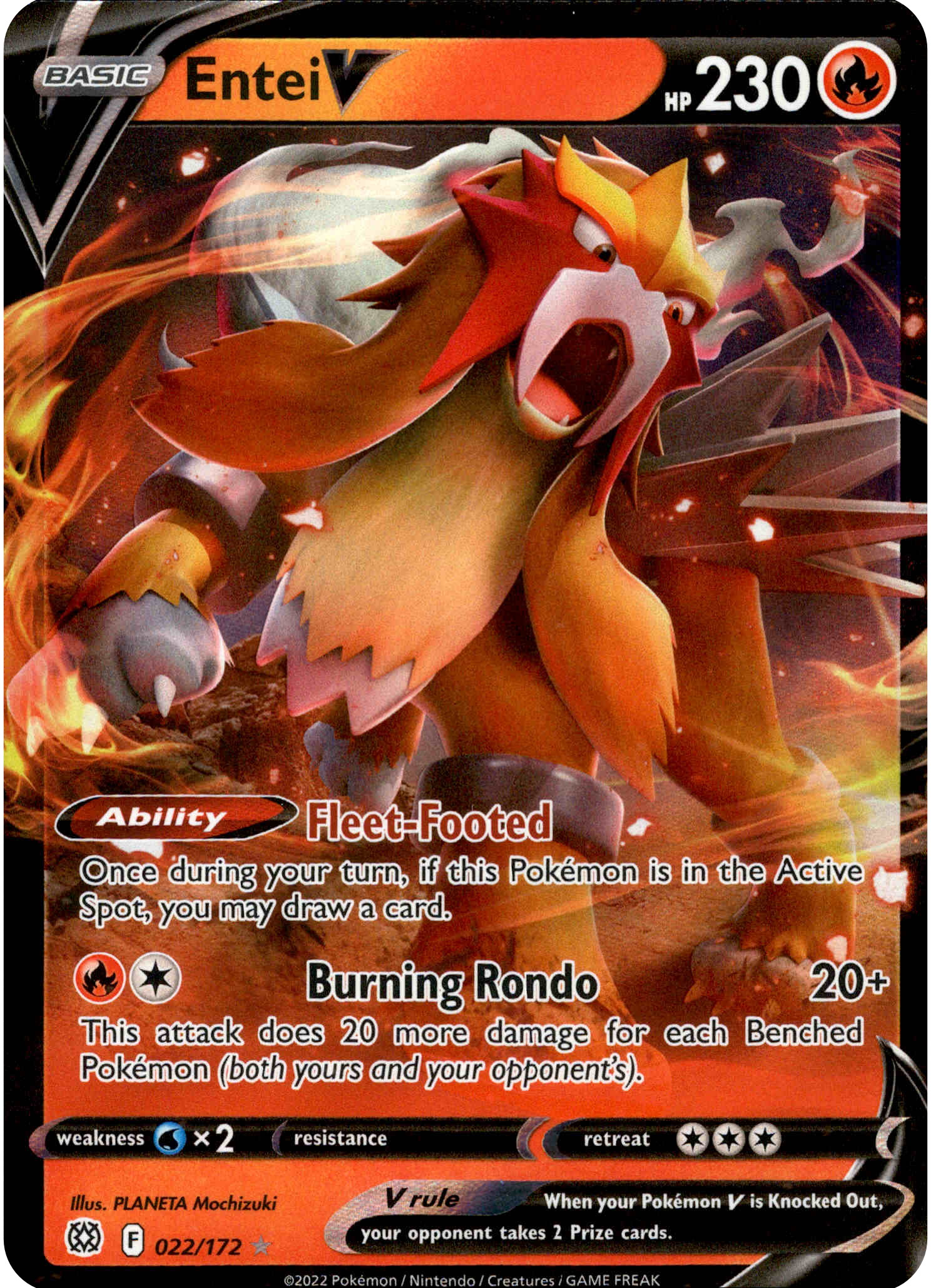 Entei V - 022/172 - Brilliant Stars - Holo - Card Cavern