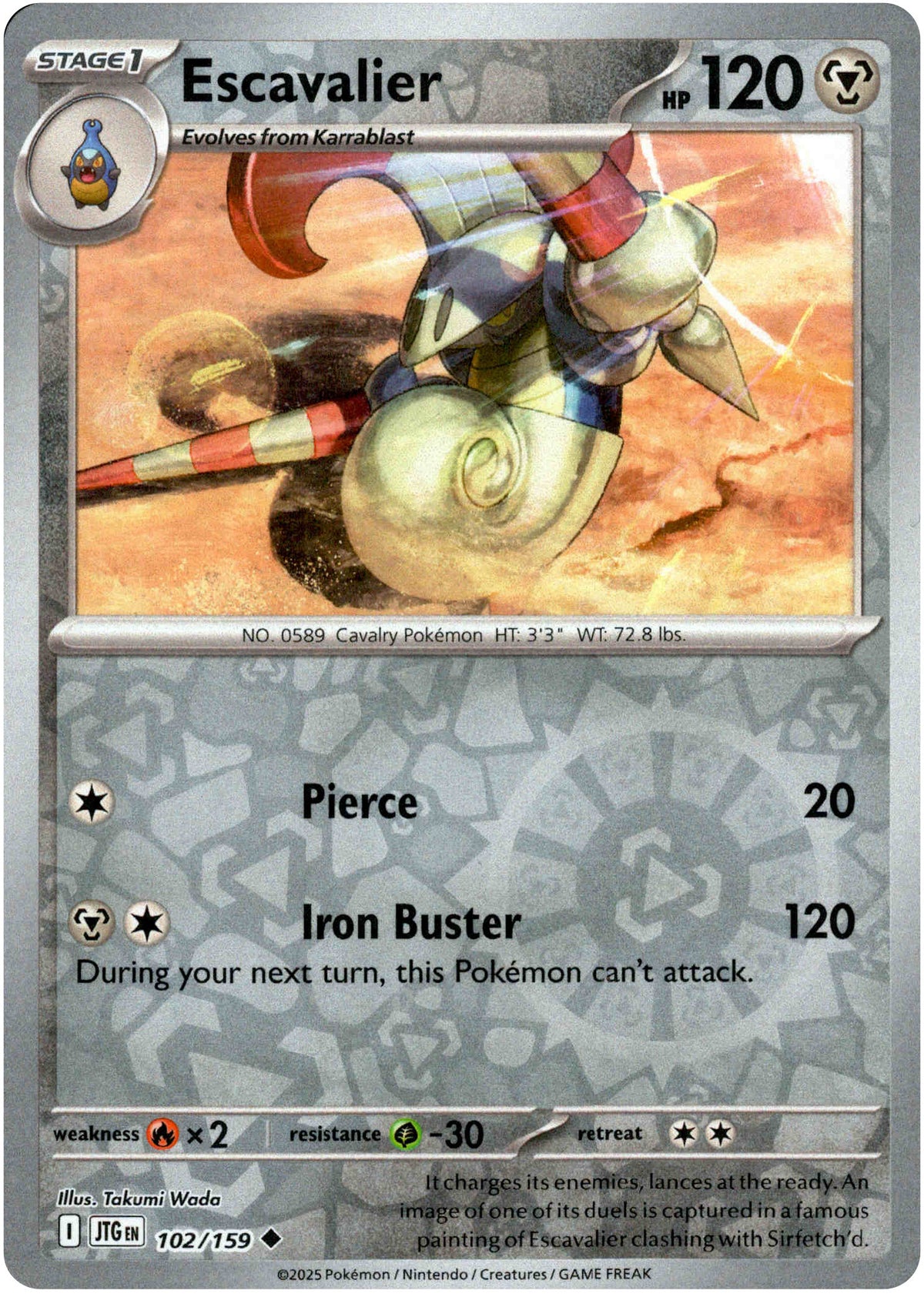 Escavalier - 102/159 - Journey Together - Reverse Holo - Card Cavern
