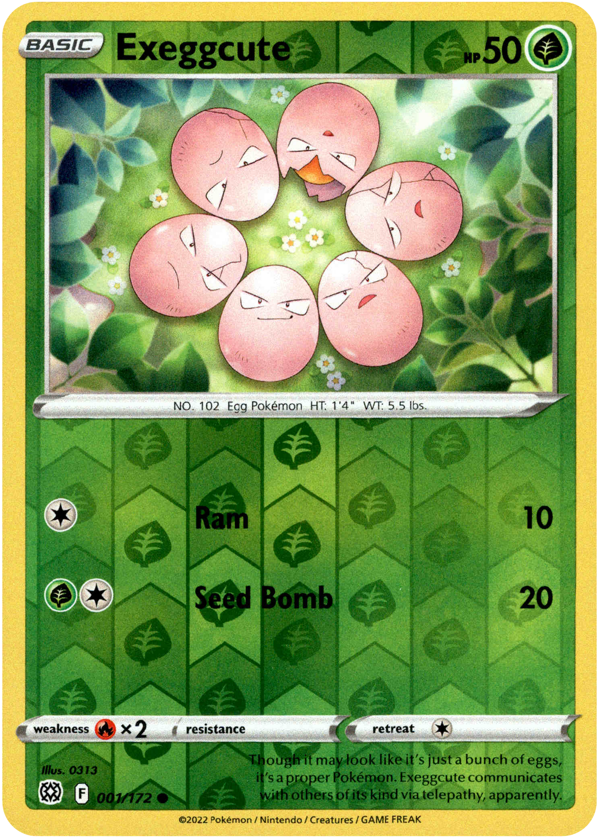 Exeggcute - 001/172 - Brilliant Stars - Reverse Holo - Card Cavern