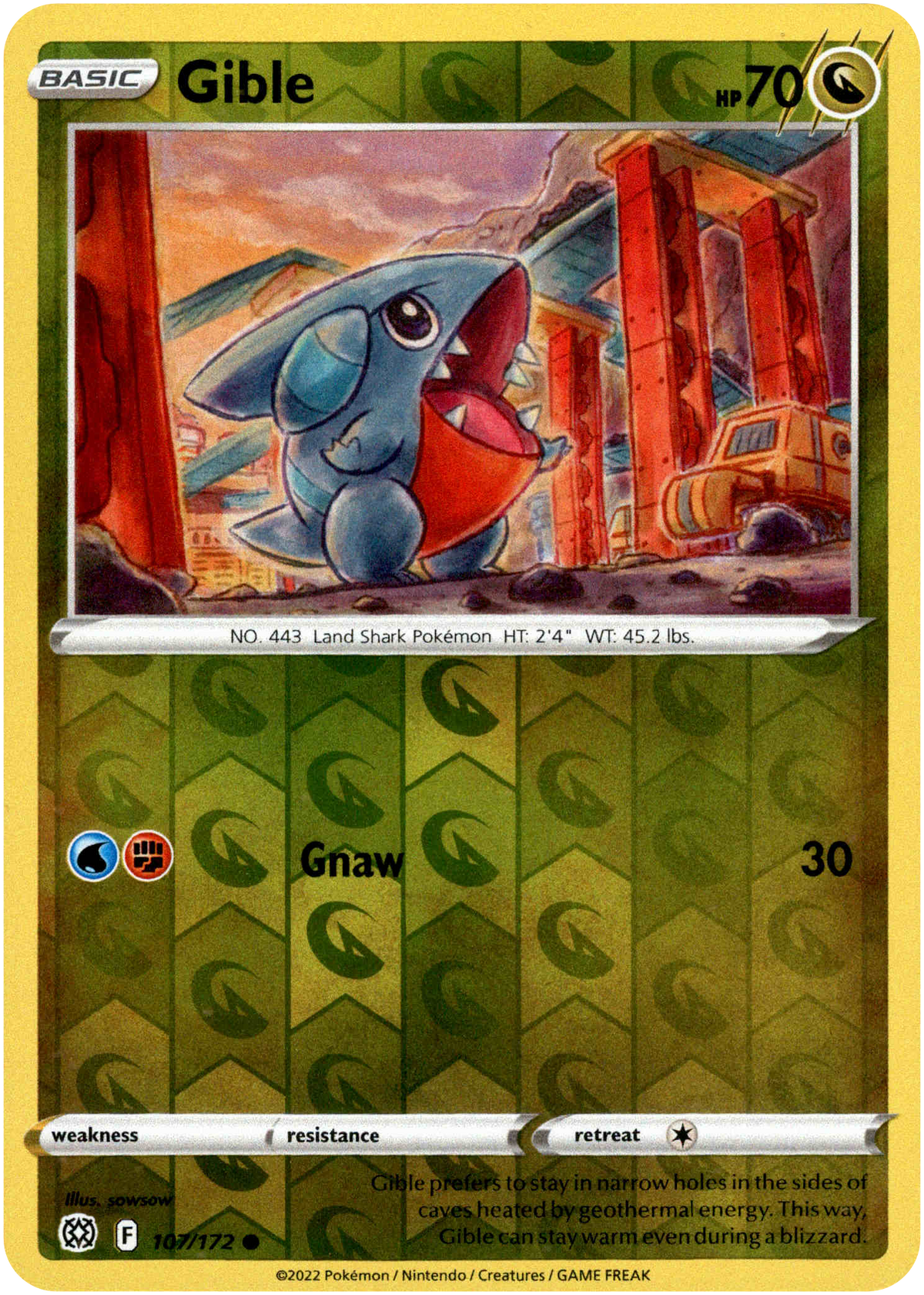Gible - 107/172 - Brilliant Stars - Reverse Holo - Card Cavern
