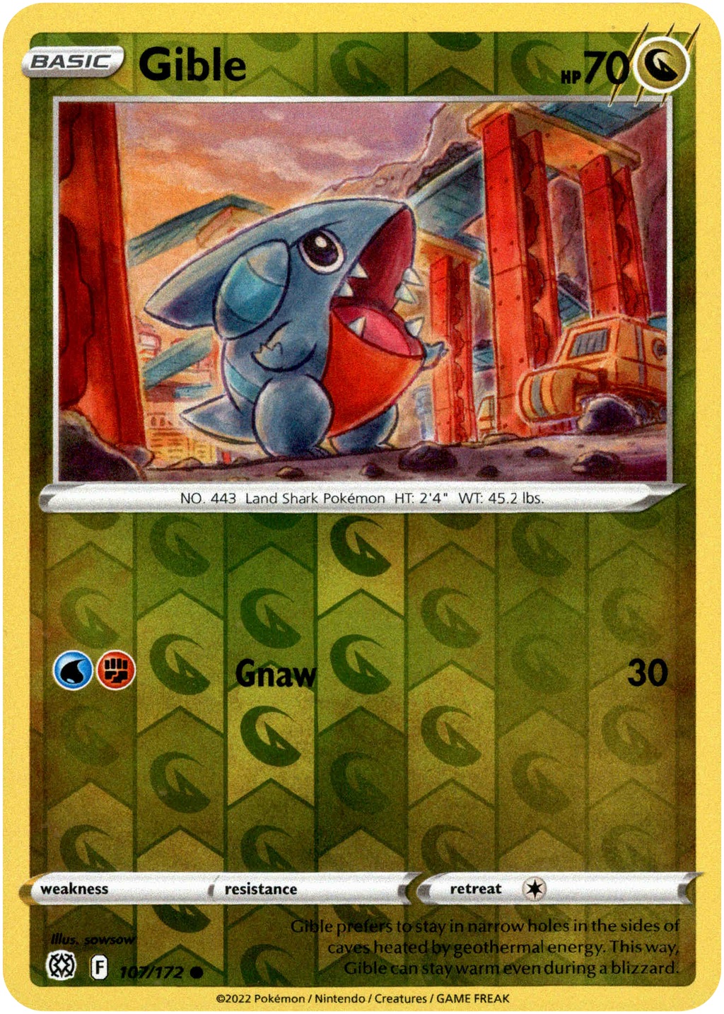 pokemon card gible Gible - 107/172 - Brilliant Stars