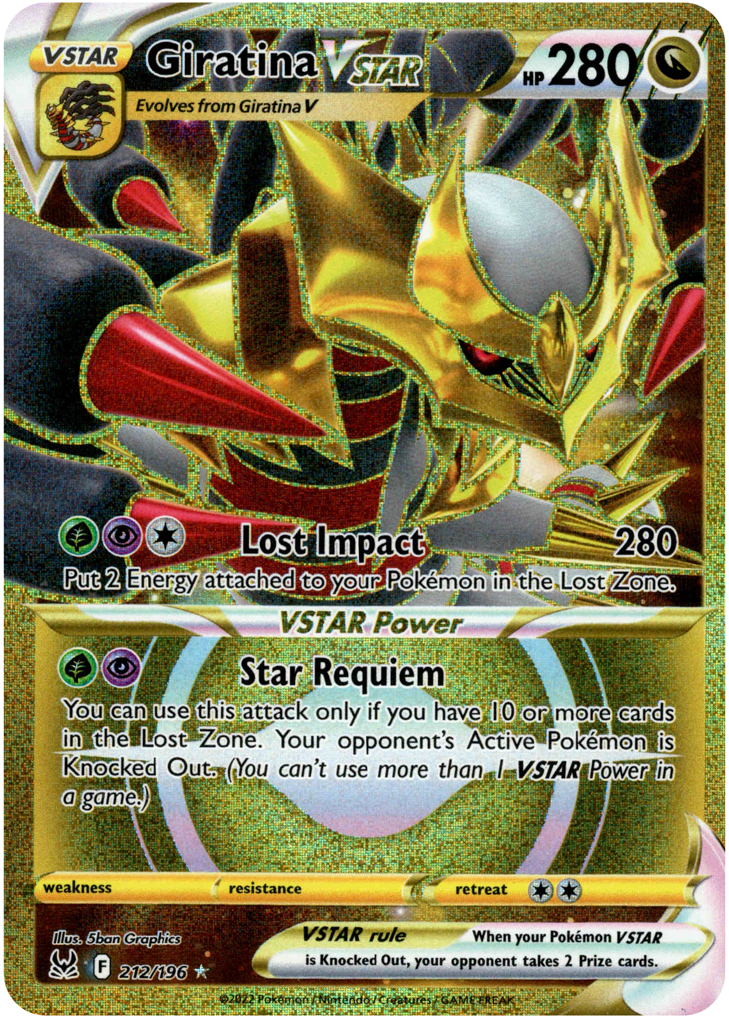 Giratina VSTAR Secret Rare - 212/196 - Lost Origin - Holo - Card Cavern
