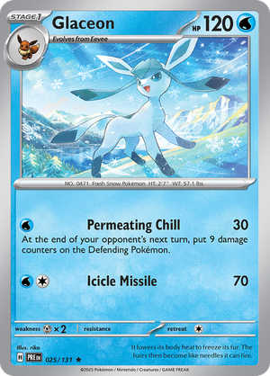 Glaceon - 025/131 - Prismatic Evolutions - Holo - Card Cavern