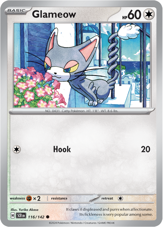 stellar crown pokémon tcg card value Glameow - 116/142