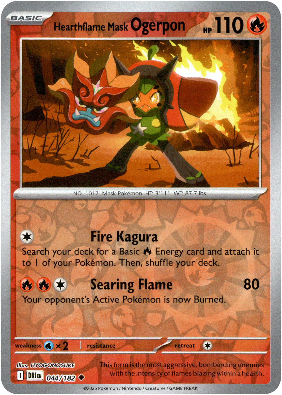 Hearthflame Mask Ogerpon - 044/182 - Destined Rivals - Reverse Holo - Card Cavern