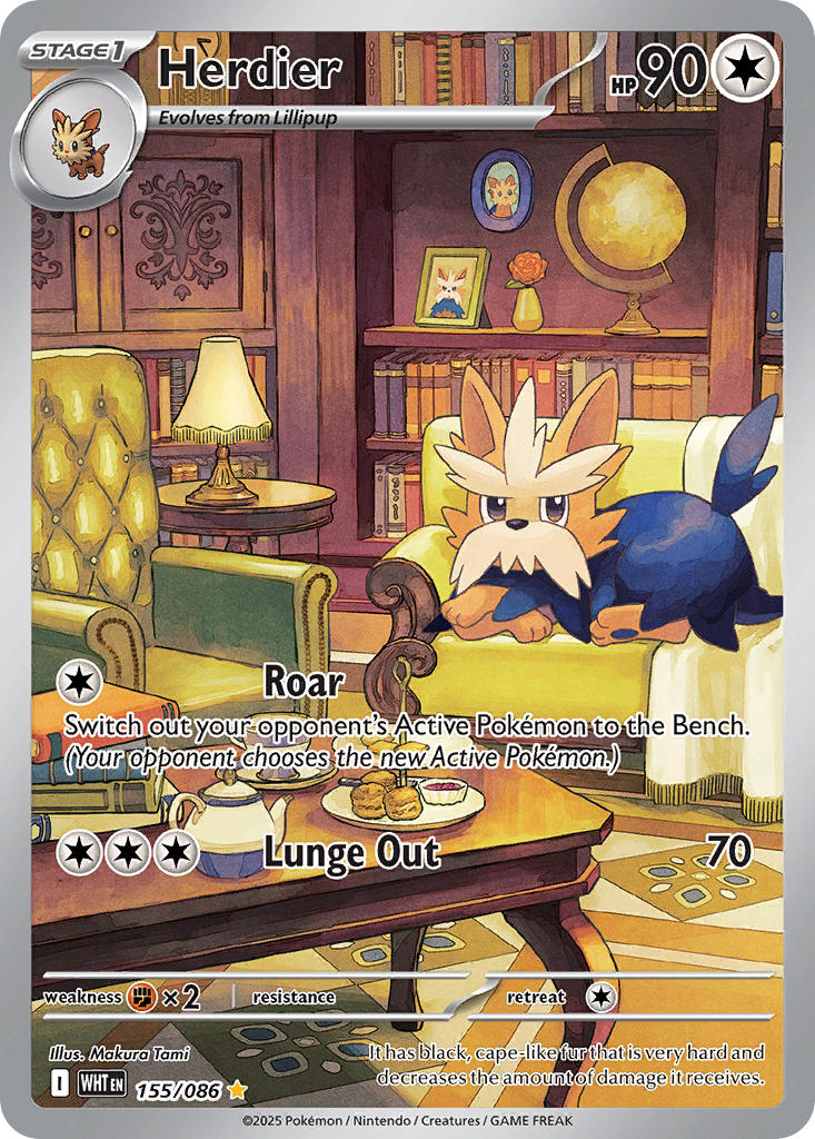 Herdier - 155/086 - White Flare - Holo - Card Cavern