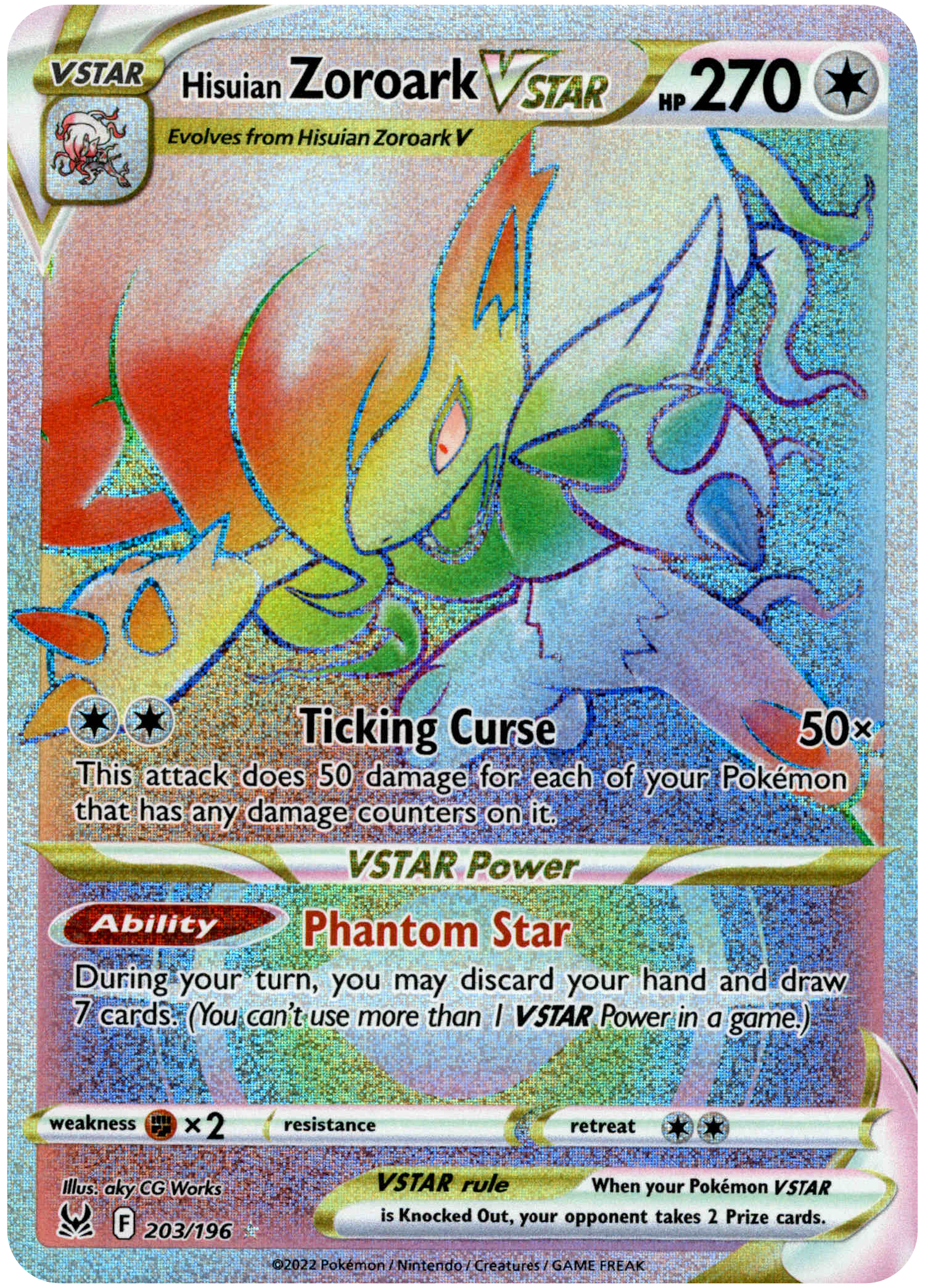 Hisuian Zoroark VSTAR Hyper Rare - 203/196 - Lost Origin - Holo - Card Cavern
