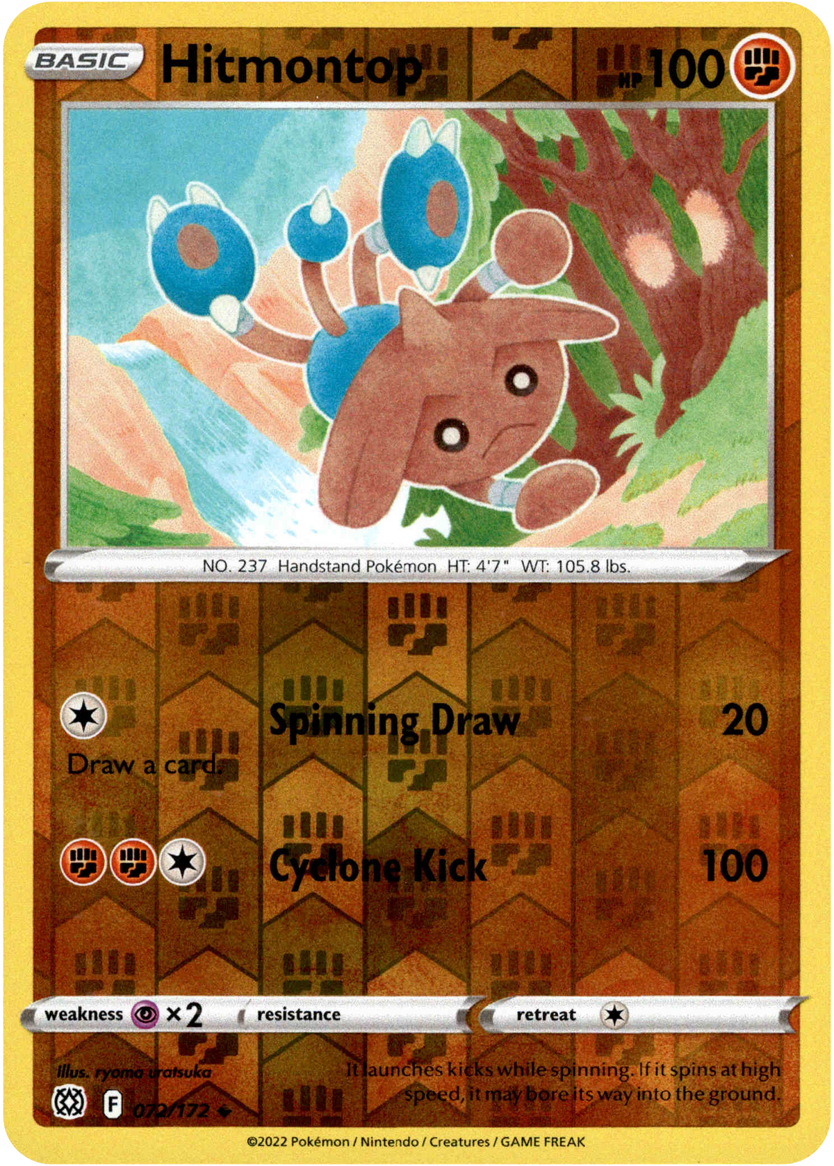 Hitmontop - 072/172 - Brilliant Stars - Reverse Holo - Card Cavern