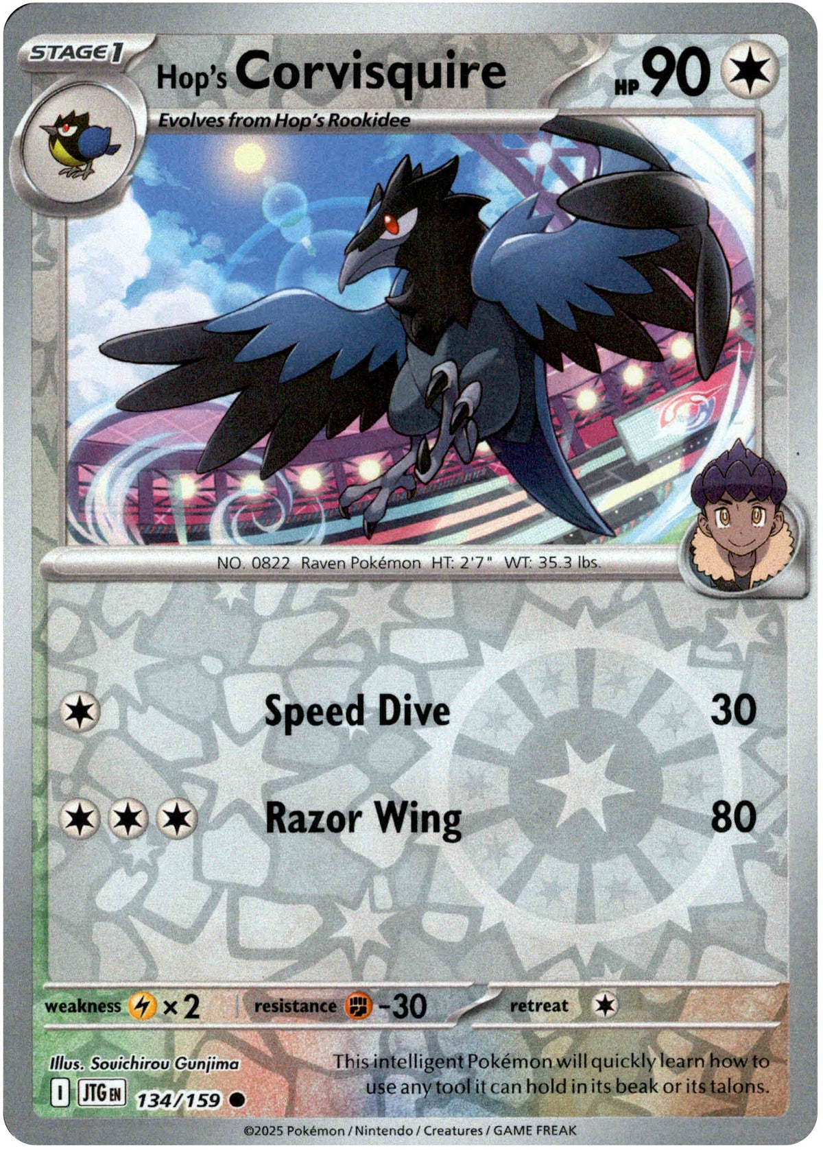 Hop's Corvisquire - 134/159 - Journey Together - Reverse Holo - Card Cavern