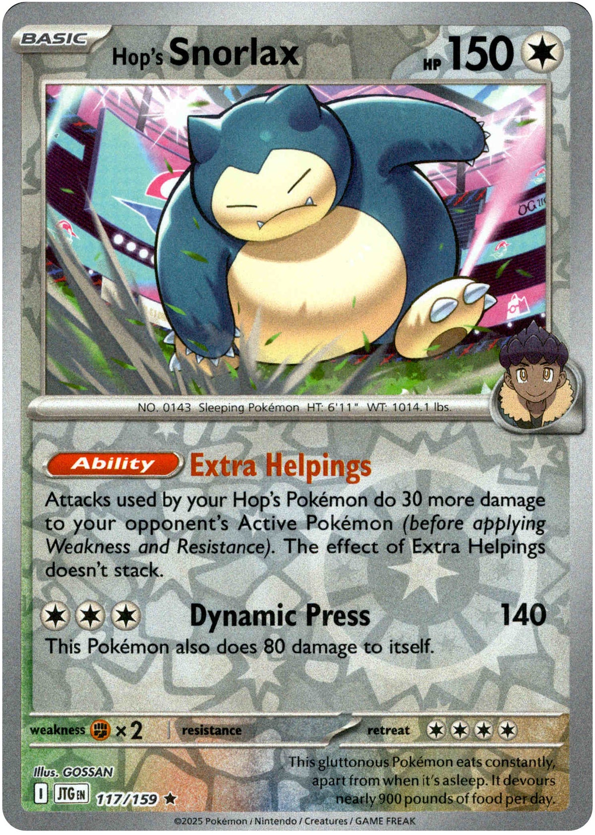 Hop's Snorlax - 117/159 - Journey Together - Reverse Holo - Card Cavern