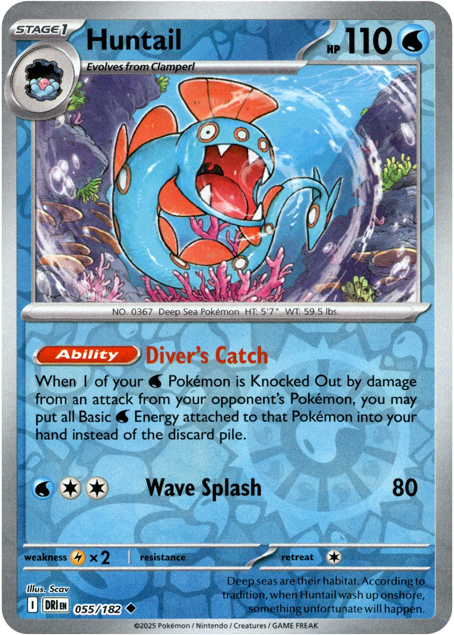 Huntail - 055/182 - Destined Rivals - Reverse Holo - Card Cavern
