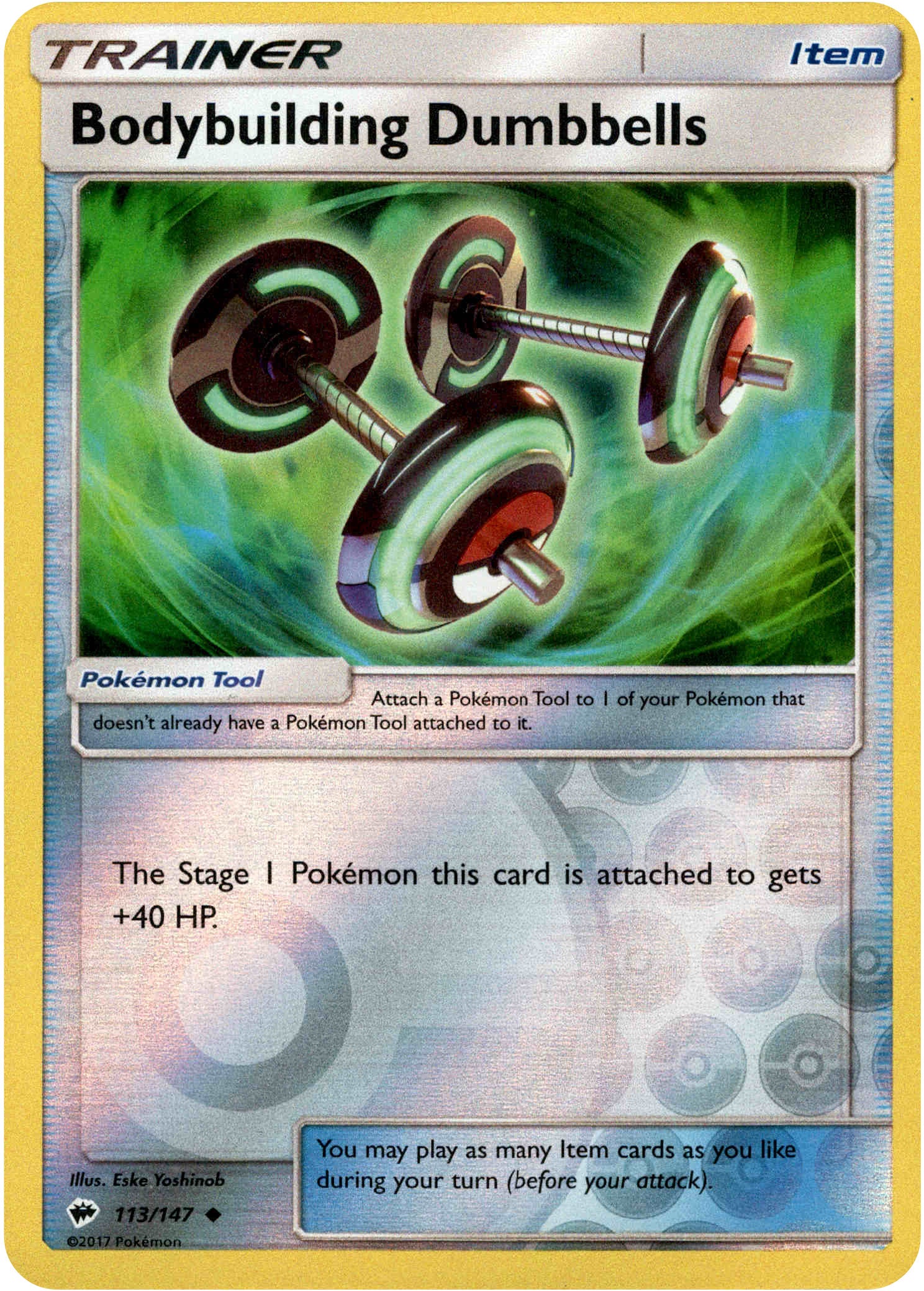 Bodybuilding Dumbbells - 113/147 - Burning Shadows - Reverse Holo - Card Cavern