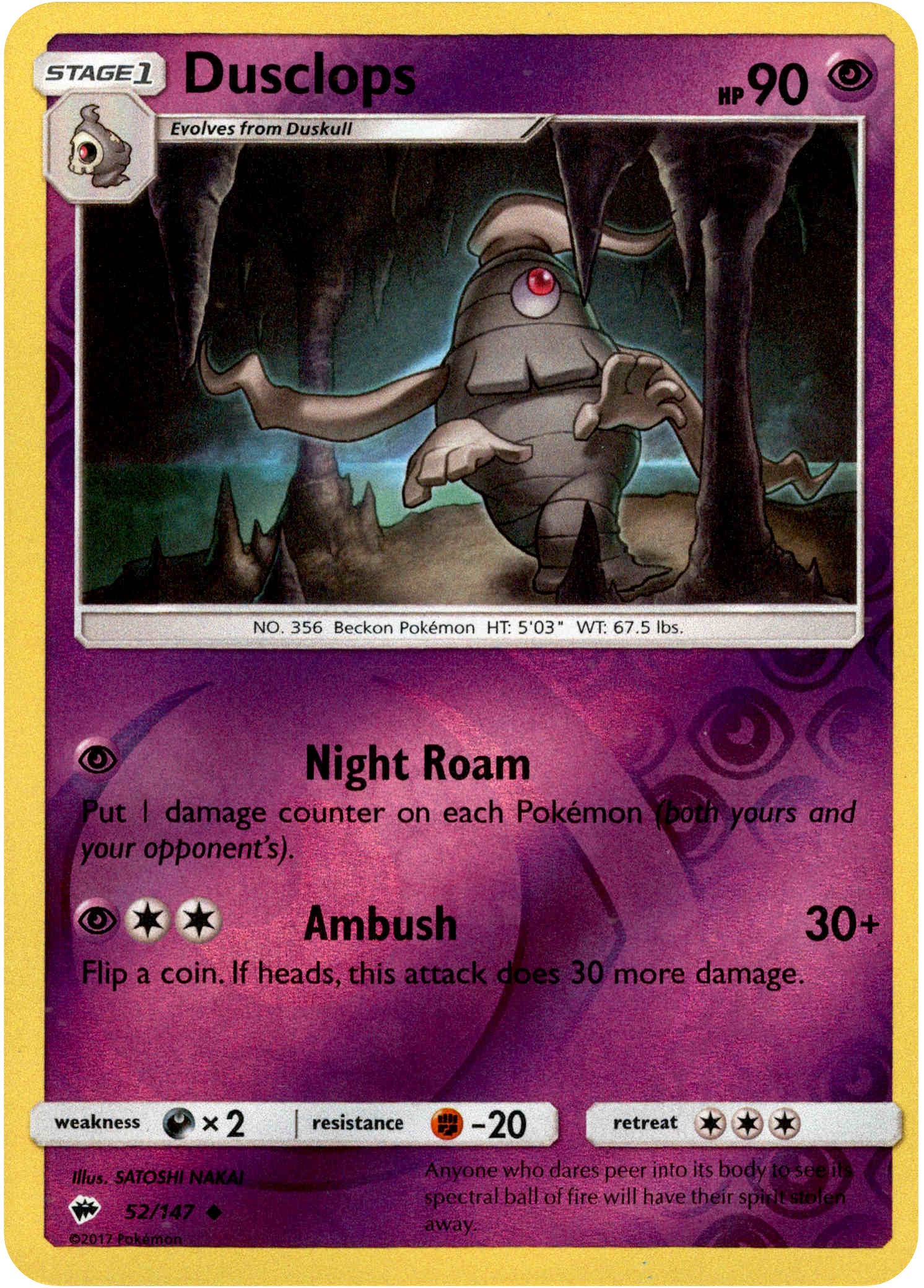 Dusclops - 52/147 - Burning Shadows - Reverse Holo - Card Cavern