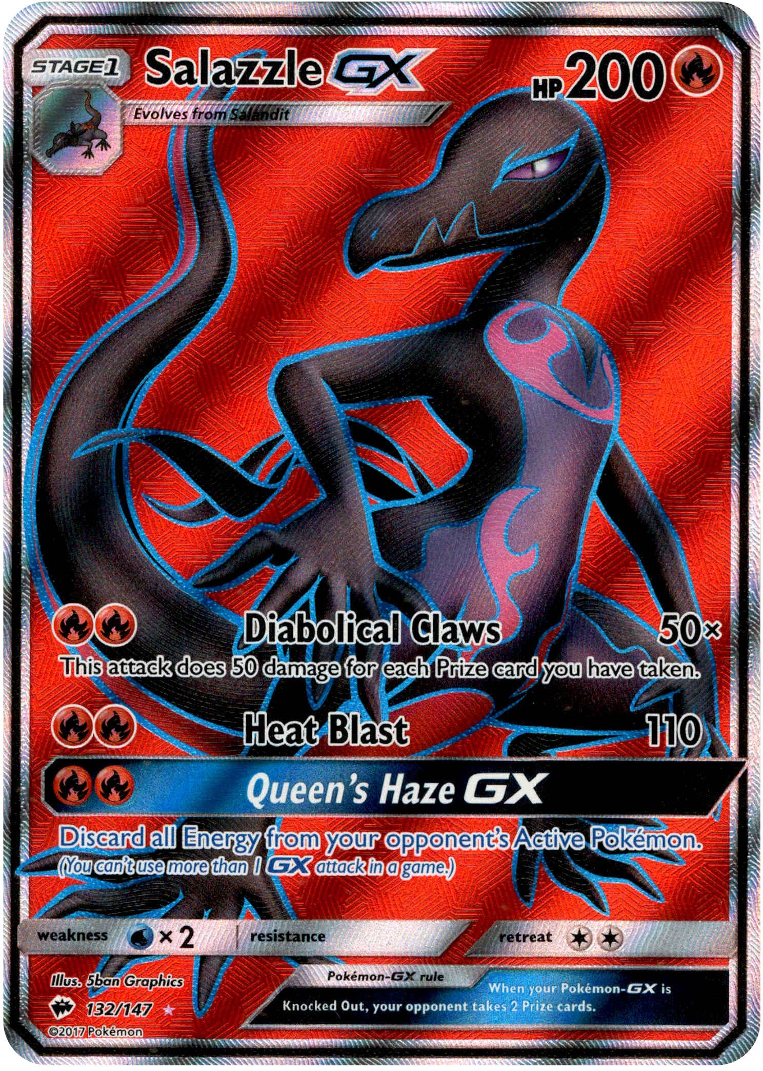 Salazzle GX Full Art - 132/147 - Burning Shadows - Holo - Card Cavern