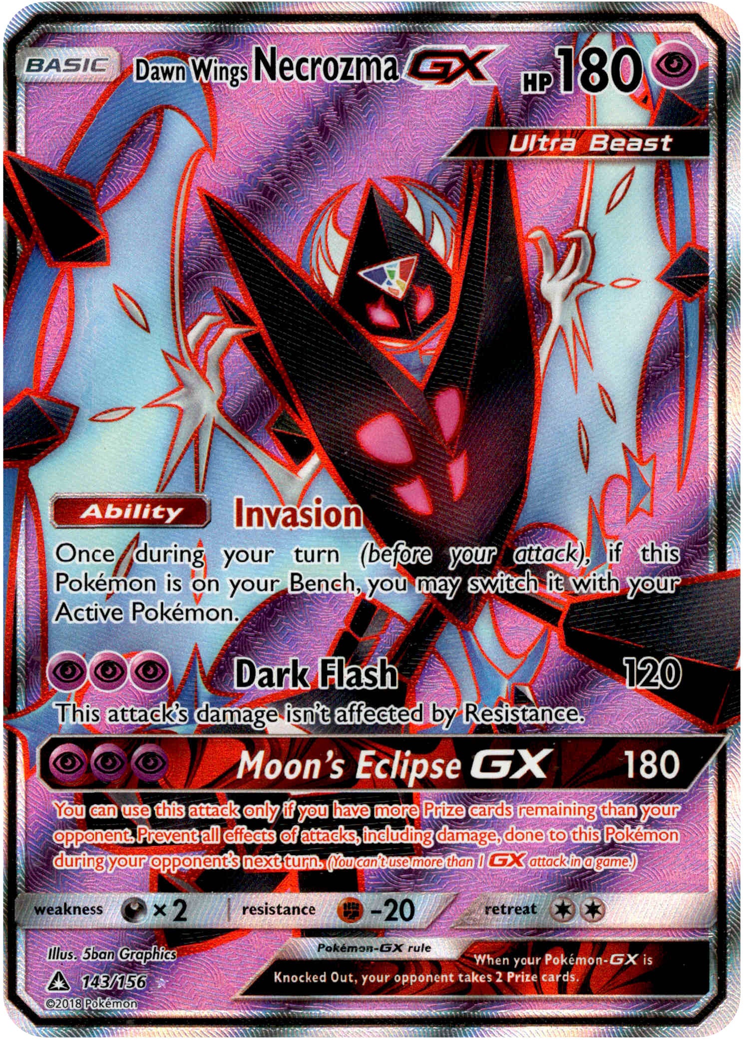 Dawn Wings Necrozma GX Full Art - 143/156 - Ultra Prism - Holo - Card Cavern
