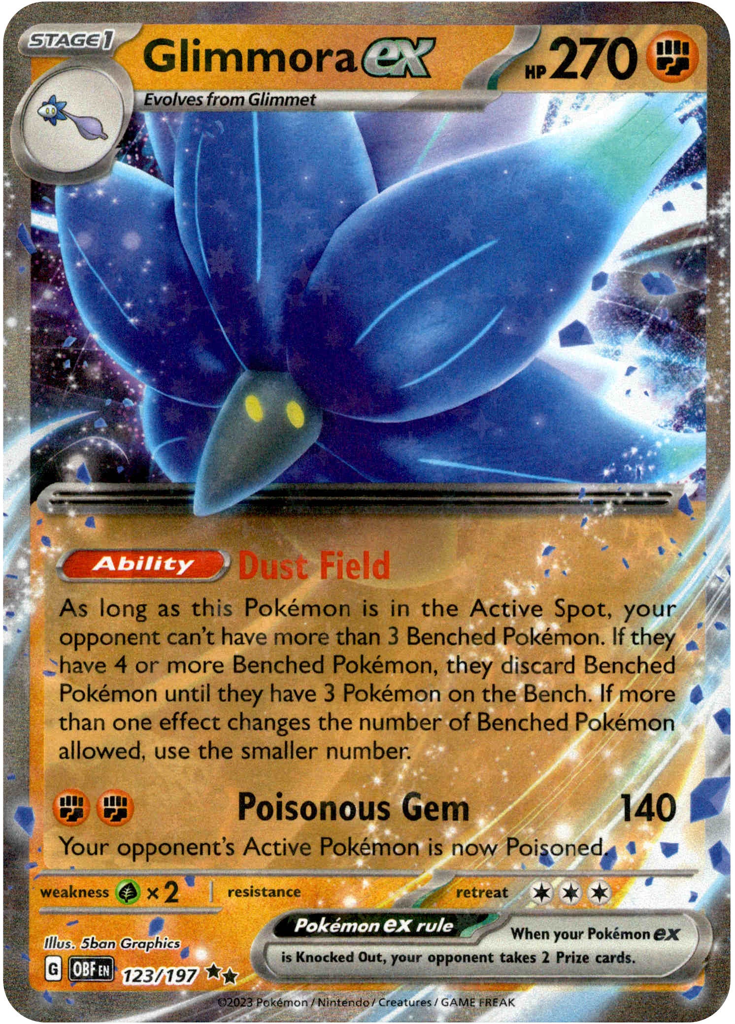Glimmora ex - 123/197 - Obsidian Flames - Holo - Card Cavern
