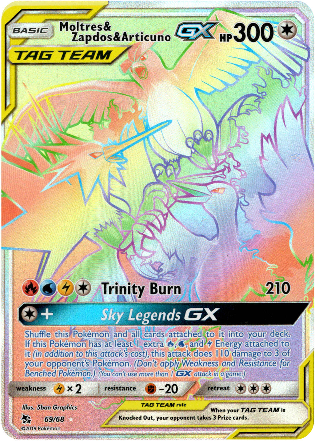 Moltres & Zapdos & Articuno Tag Team GX Hyper Rare - 69/68