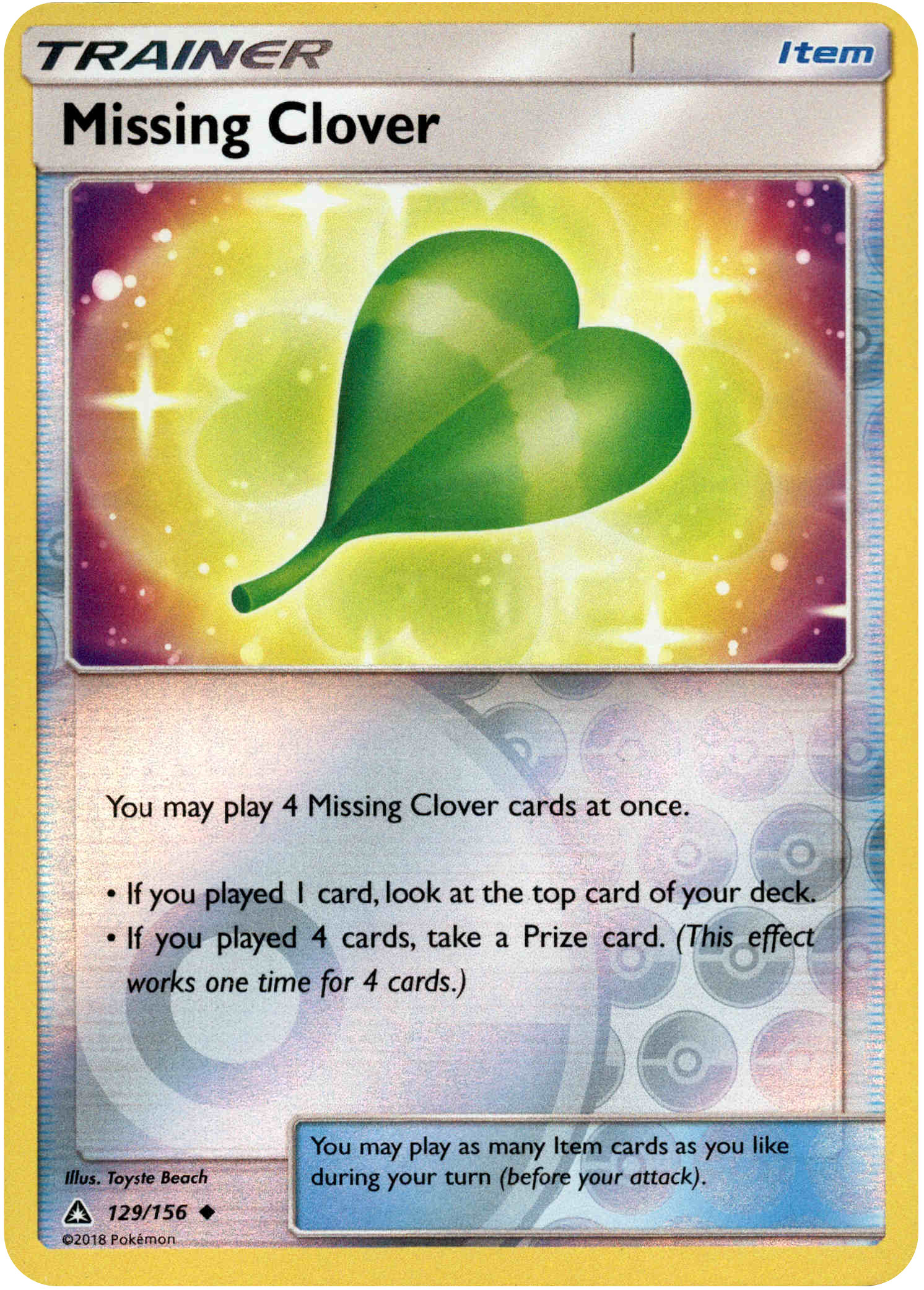 Missing Clover - 129/156 - Ultra Prism - Reverse Holo - Card Cavern