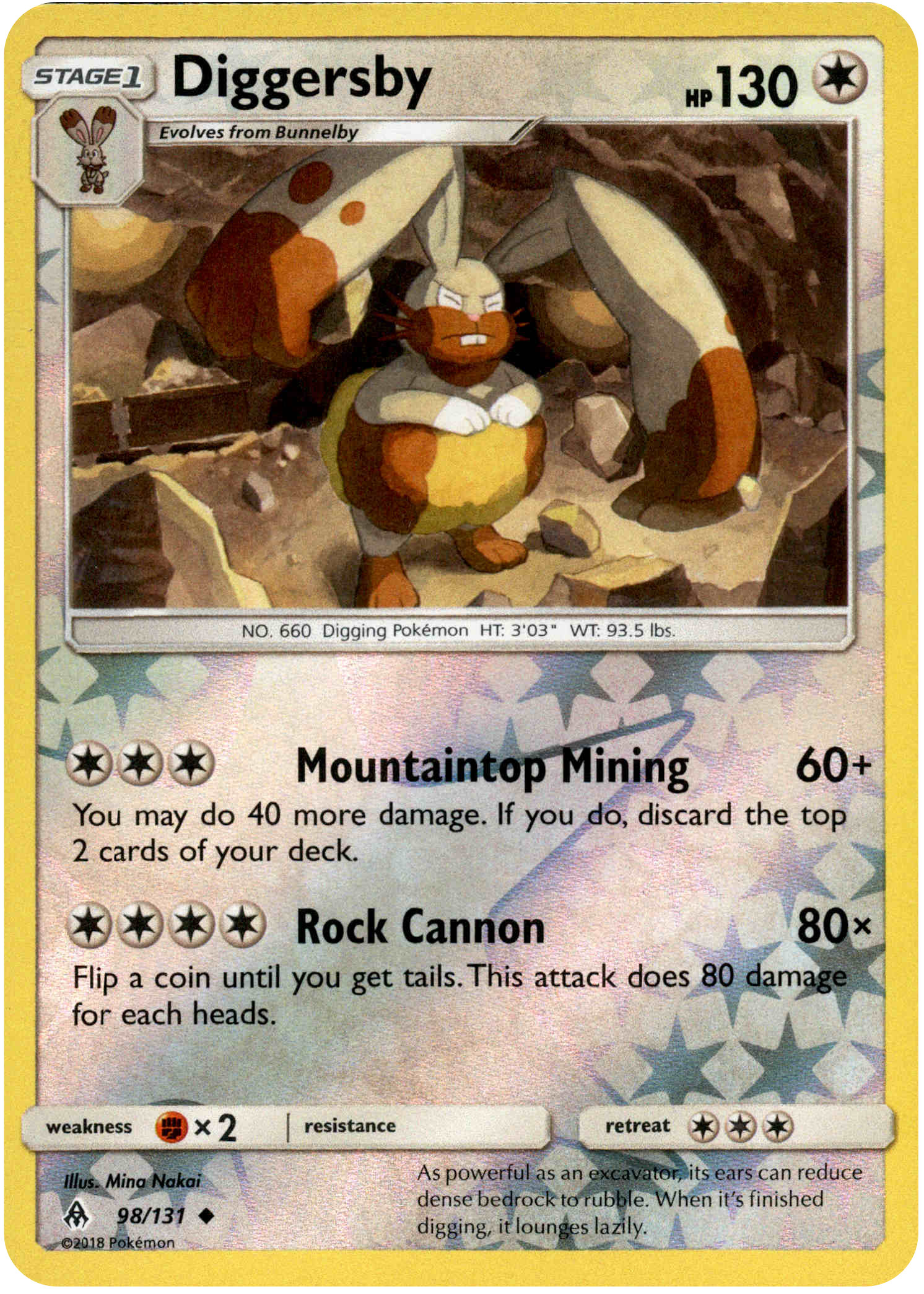 Diggersby - 98/131 - Forbidden Light - Reverse Holo - Card Cavern