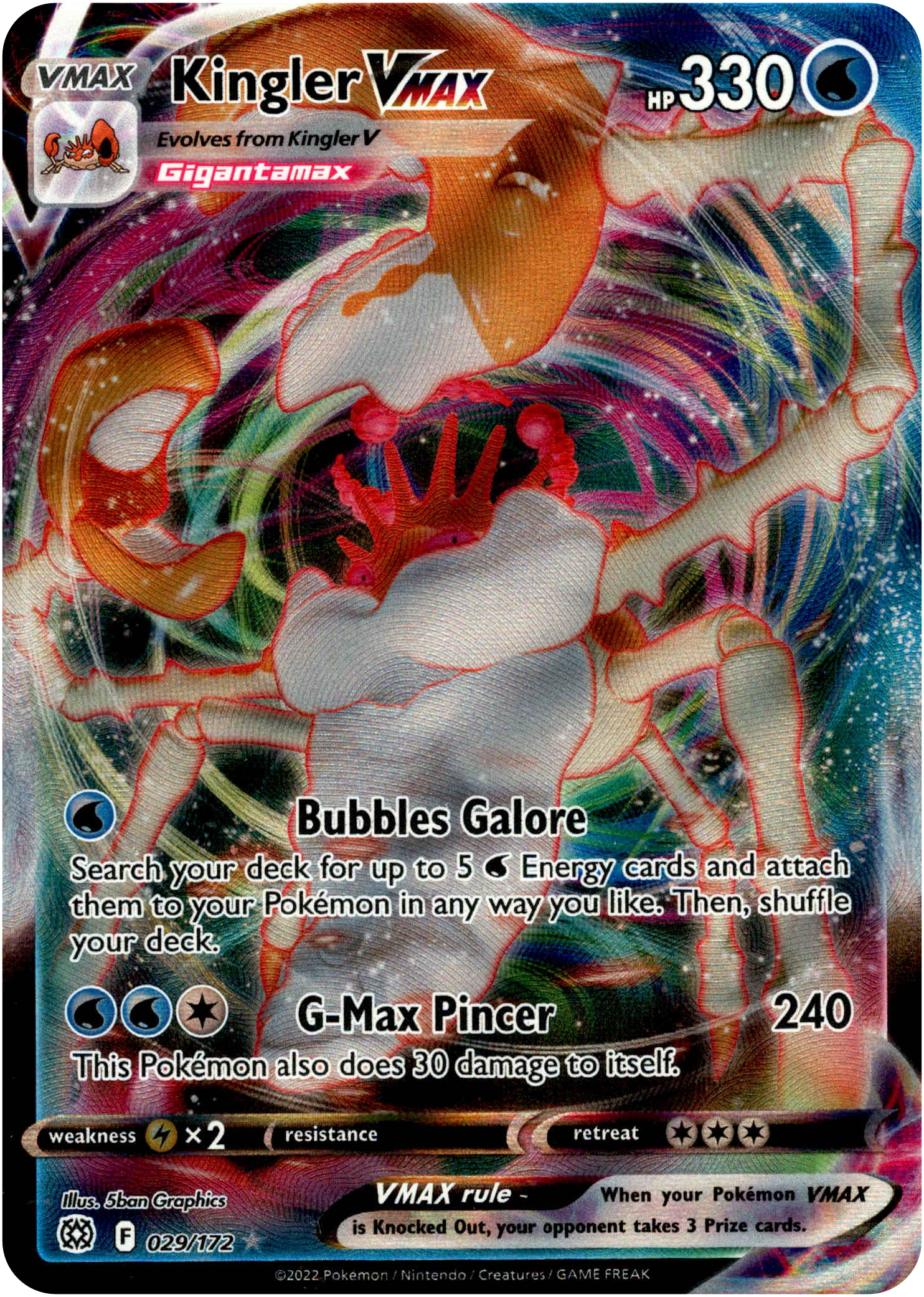 Kingler VMAX - 029/172 - Brilliant Stars - Holo - Card Cavern