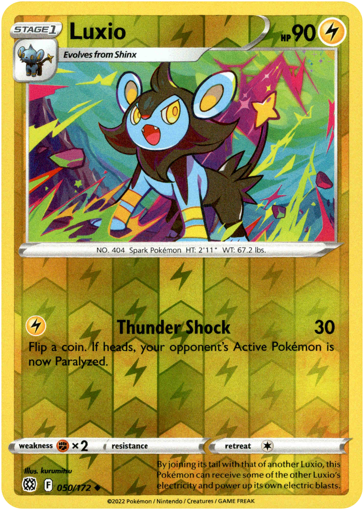 Luxio - 050/172 - Brilliant Stars - Reverse Holo - Card Cavern