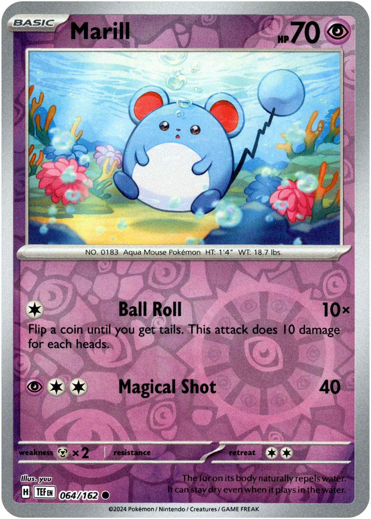 Marill - 064/162 - Temporal Forces - Reverse Holo - Card Cavern