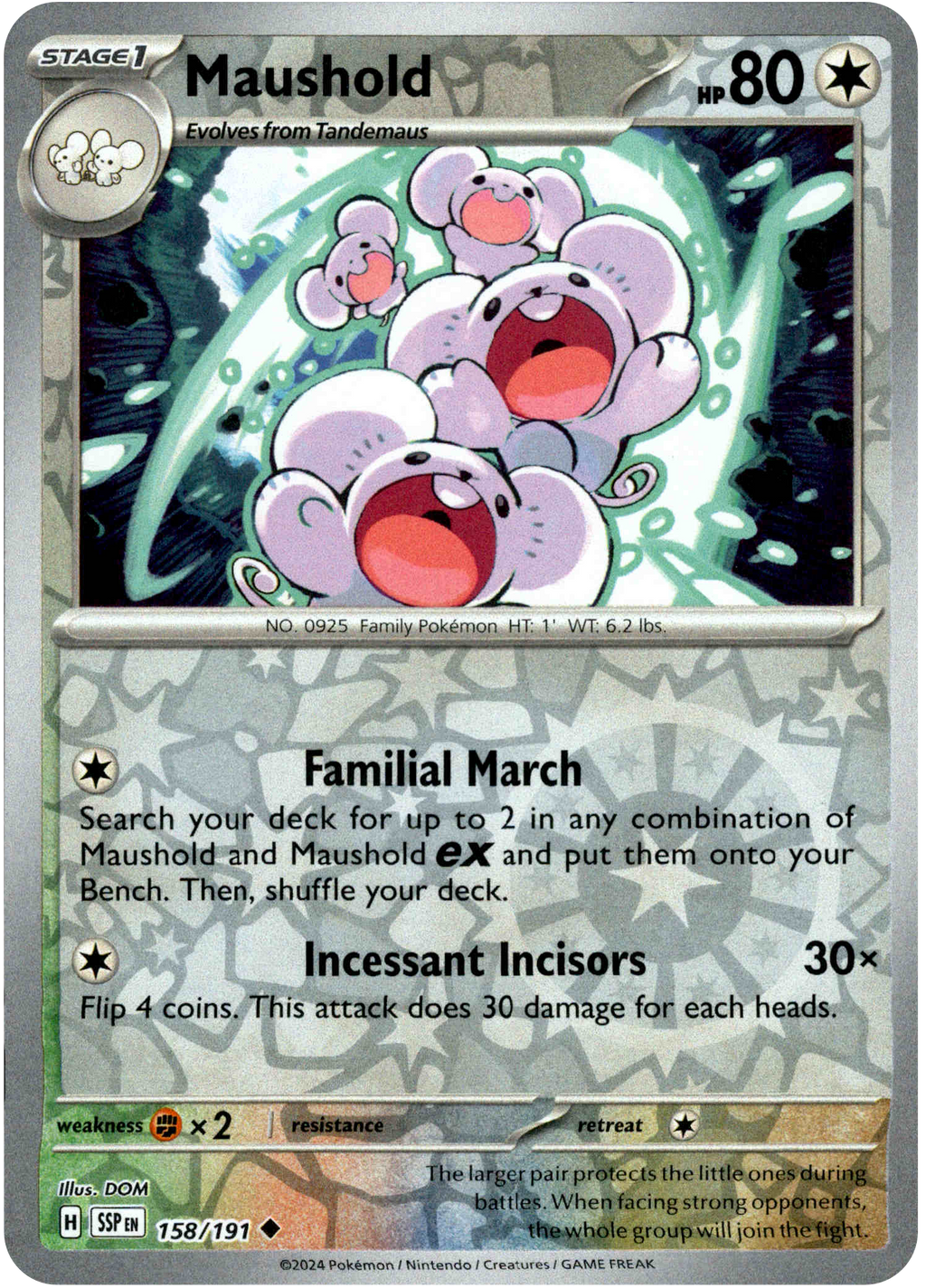 maushold pokemon cards Every Tandemaus and Card (Favorite Gen 9 Pokmon) : r/PokemonTCG variation to centering Maushold - 161/198 (Reverse Foil)