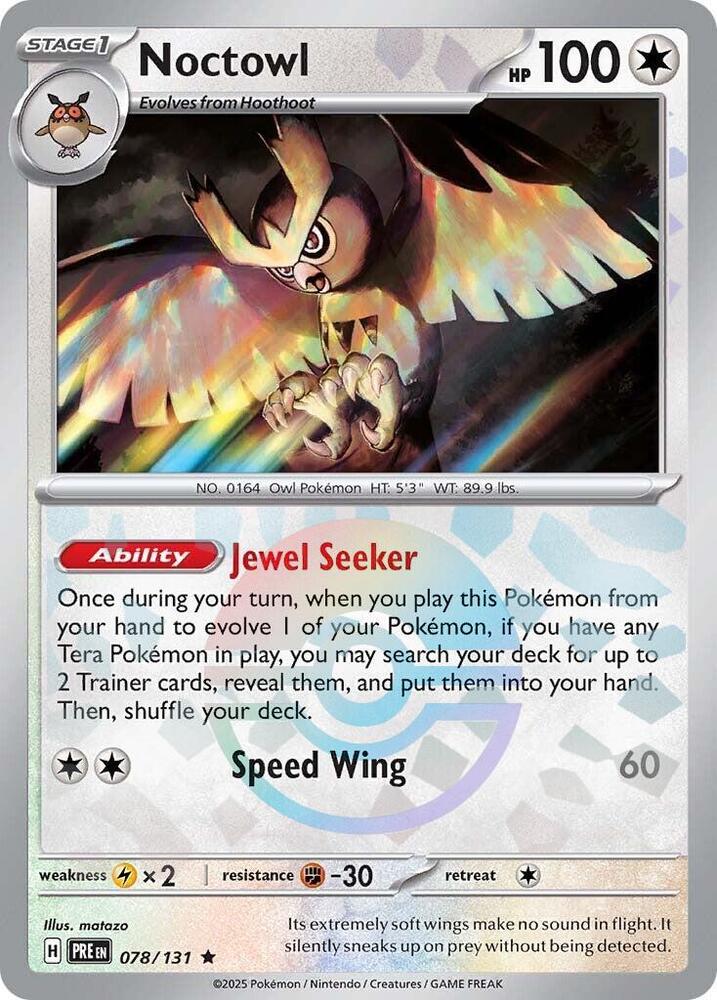 Noctowl (Poke Ball Pattern) - 078/131 - Prismatic Evolutions - Holo - Card Cavern