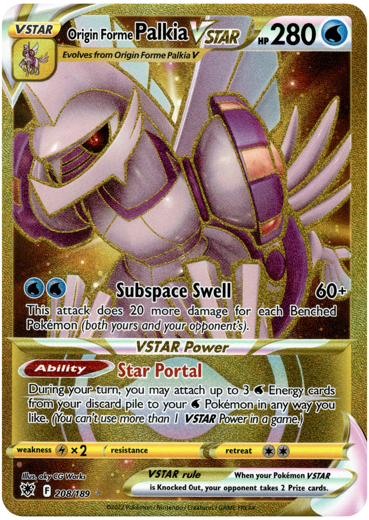Origin Forme Palkia VSTAR Secret Rare - 208/189 - Astral Radiance - Holo - Card Cavern