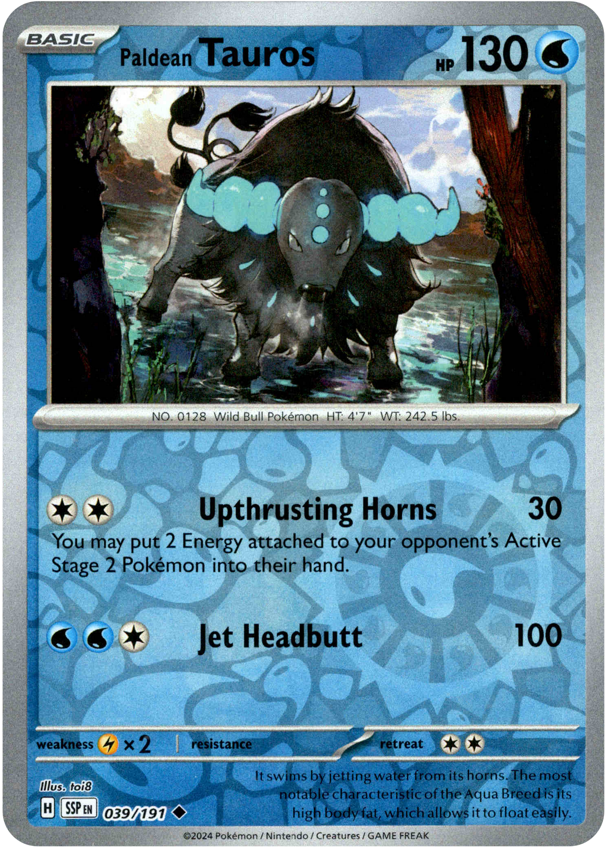Paldean Tauros - 039/191 - Surging Sparks - Reverse Holo - Card Cavern