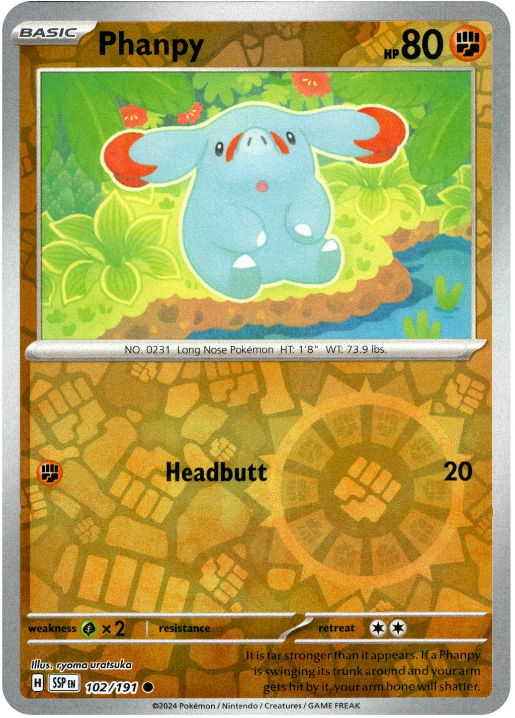 pokemon phanpy card Phanpy - 102/191 - Surging Sparks
