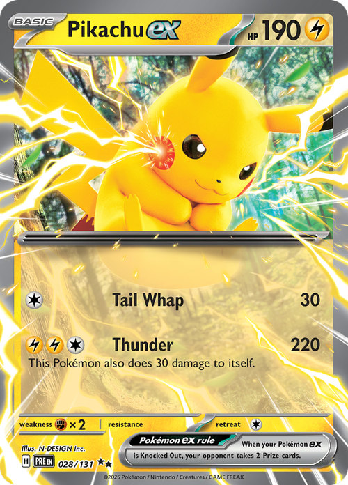 Pikachu ex - 028/131 - Prismatic Evolutions - Holo - Card Cavern