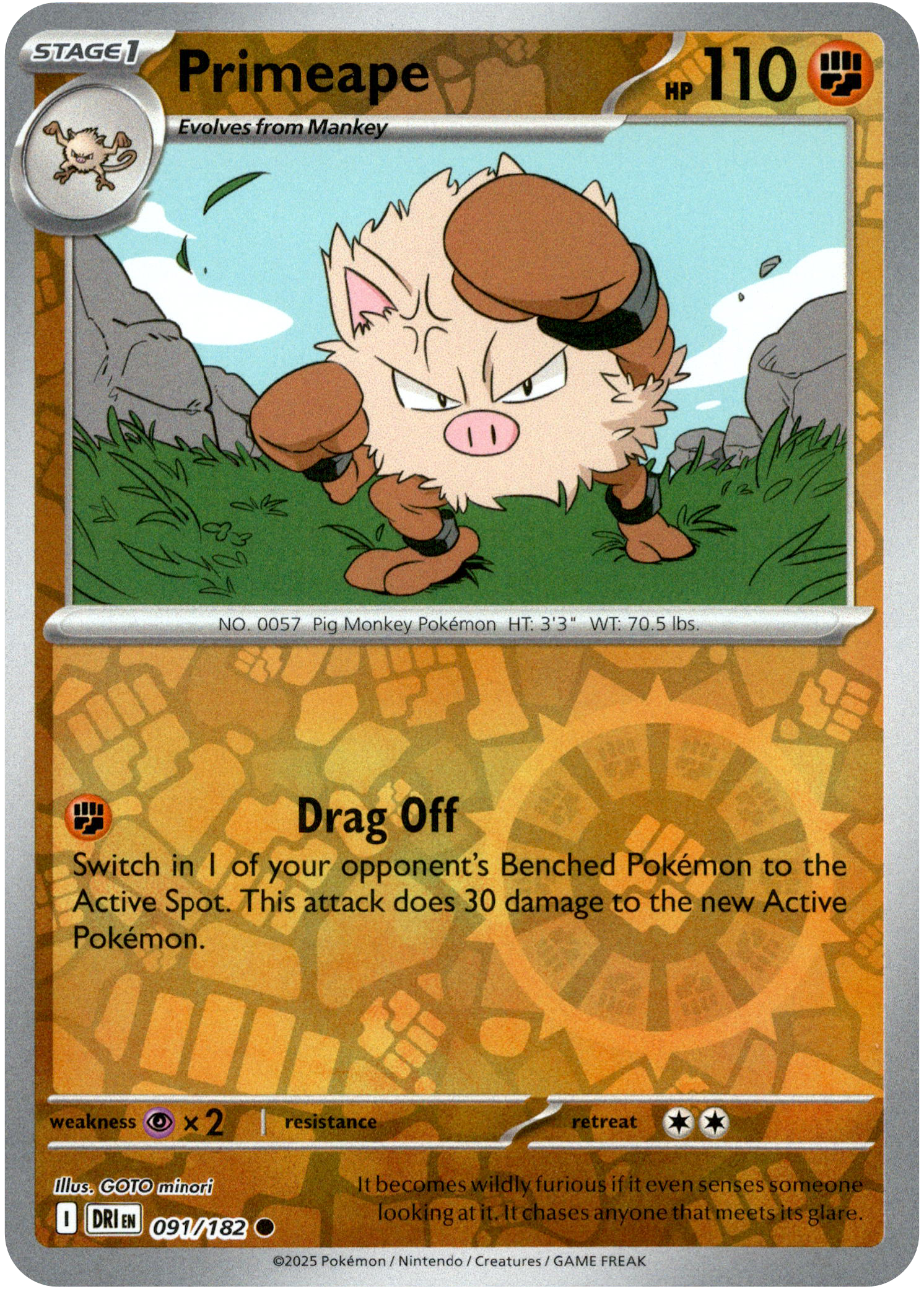 Primeape - 091/182 - Destined Rivals - Reverse Holo - Card Cavern